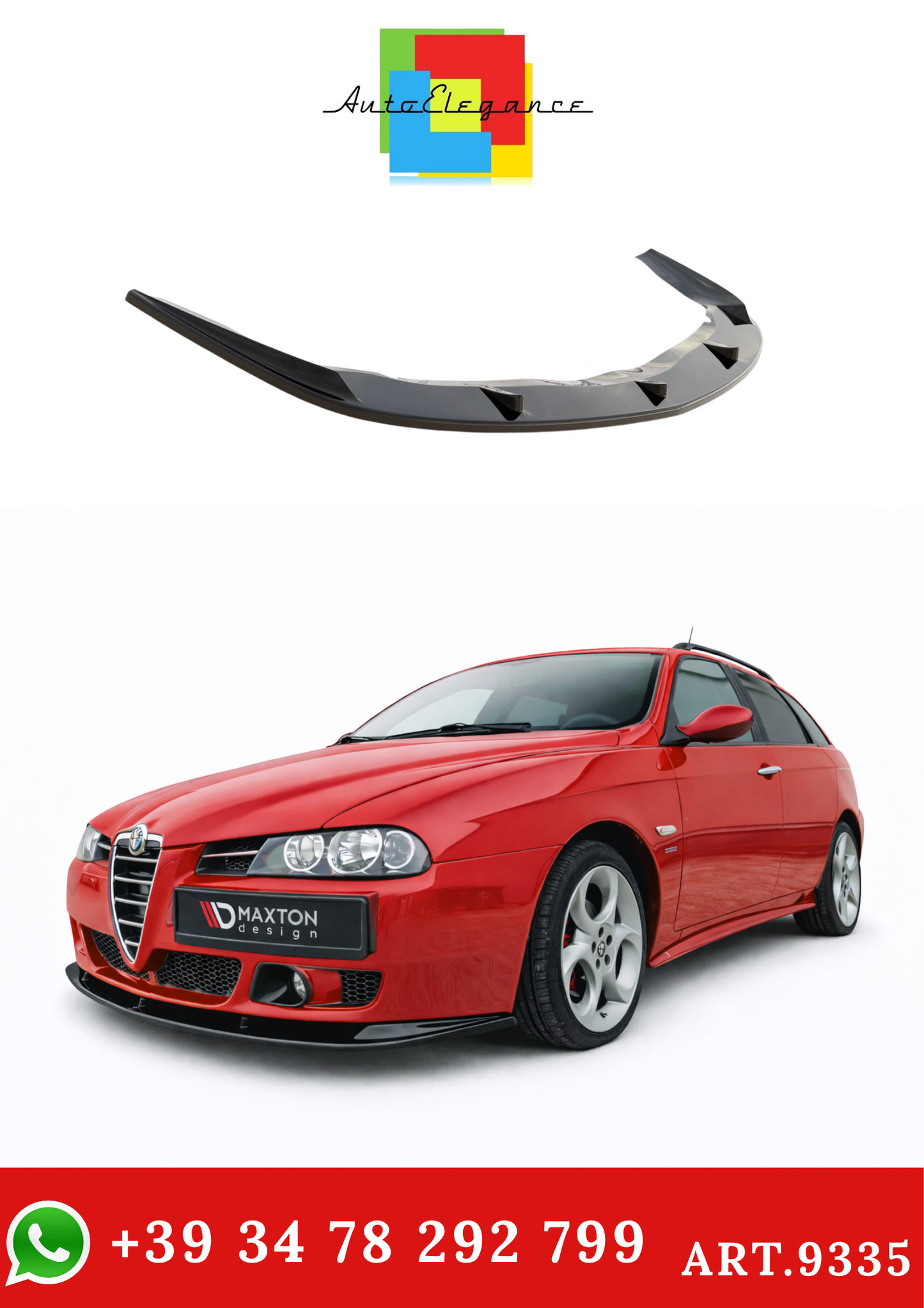 💫ART.9335 SPLITTER ANTERIORE ALFA ROMEO 147 GTA 2003-2006 Facelift💫