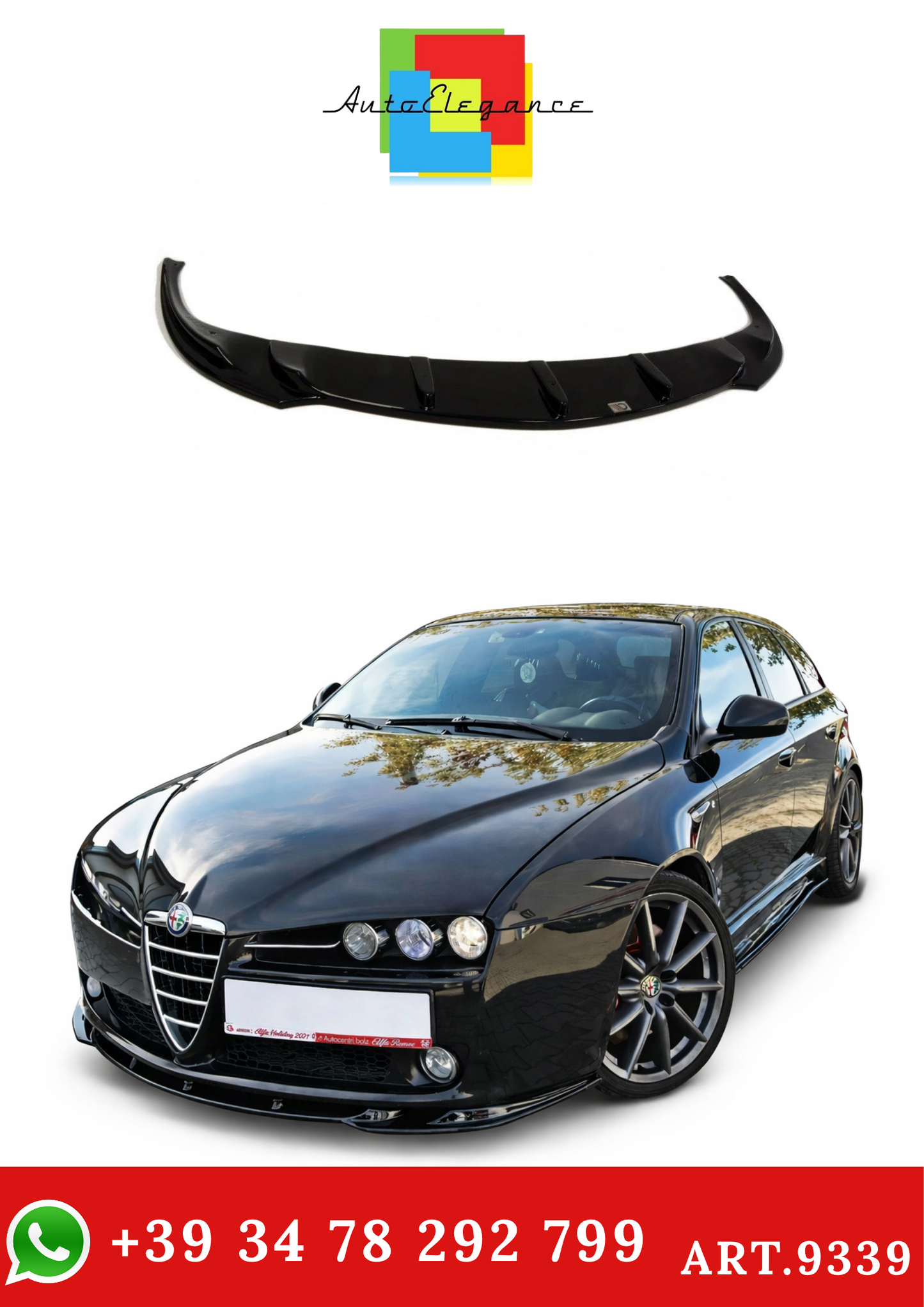 💫ART.9339 SPLITTER ANTERIORE v.1 (NERO LUCIDO) PER ALFA ROMEO 159💫