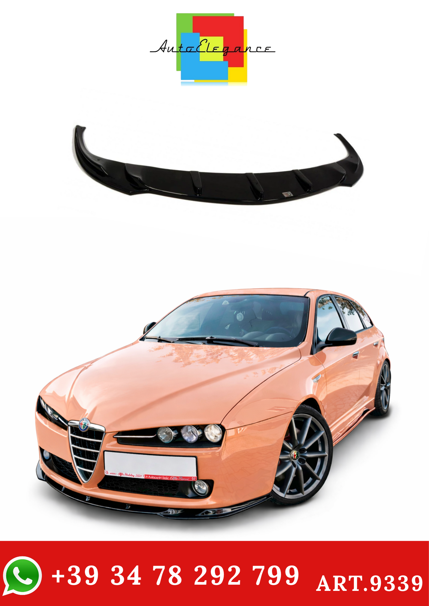 💫ART.9339 SPLITTER ANTERIORE v.1 (NERO LUCIDO) PER ALFA ROMEO 159💫