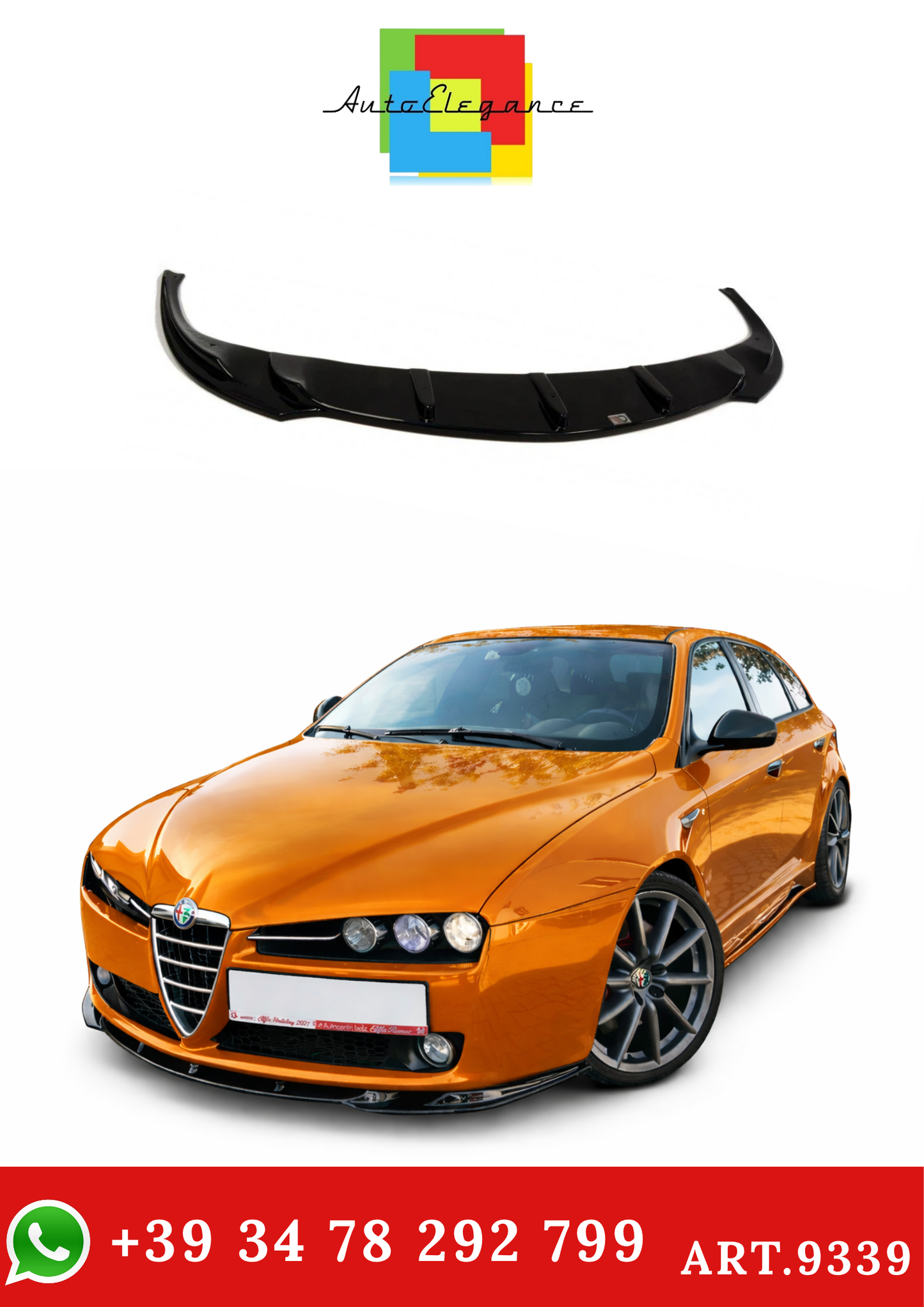 💫ART.9339 SPLITTER ANTERIORE v.1 (NERO LUCIDO) PER ALFA ROMEO 159💫