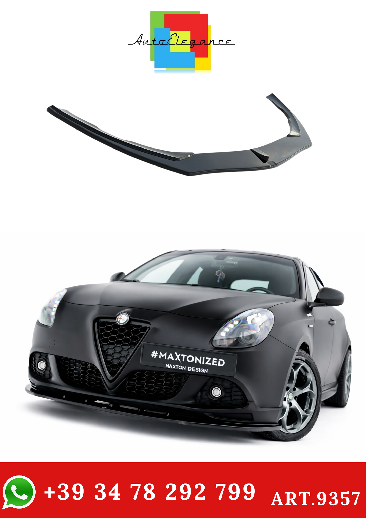 💫ART.9357 Splitter  Anteriore Nero Lucido per Alfa Romeo Giulietta Zender💫