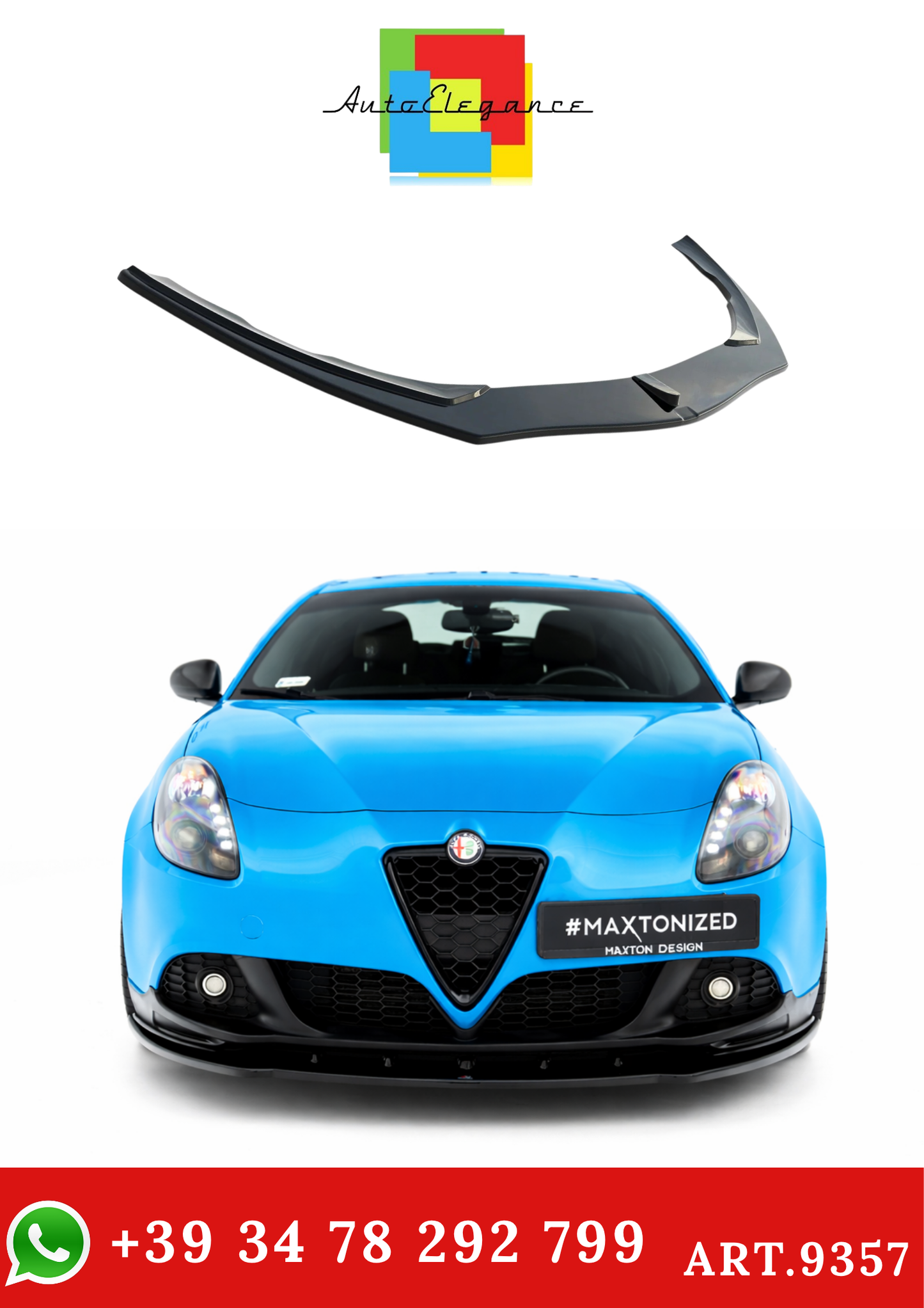 💫ART.9357 Splitter  Anteriore Nero Lucido per Alfa Romeo Giulietta Zender💫