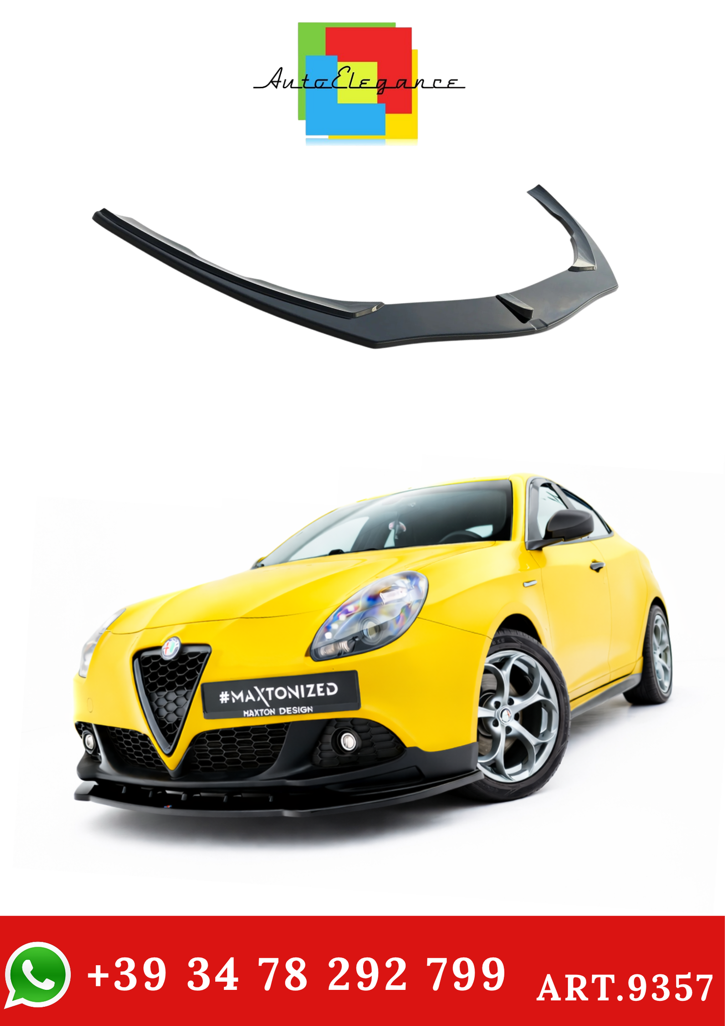 💫ART.9357 Splitter  Anteriore Nero Lucido per Alfa Romeo Giulietta Zender💫
