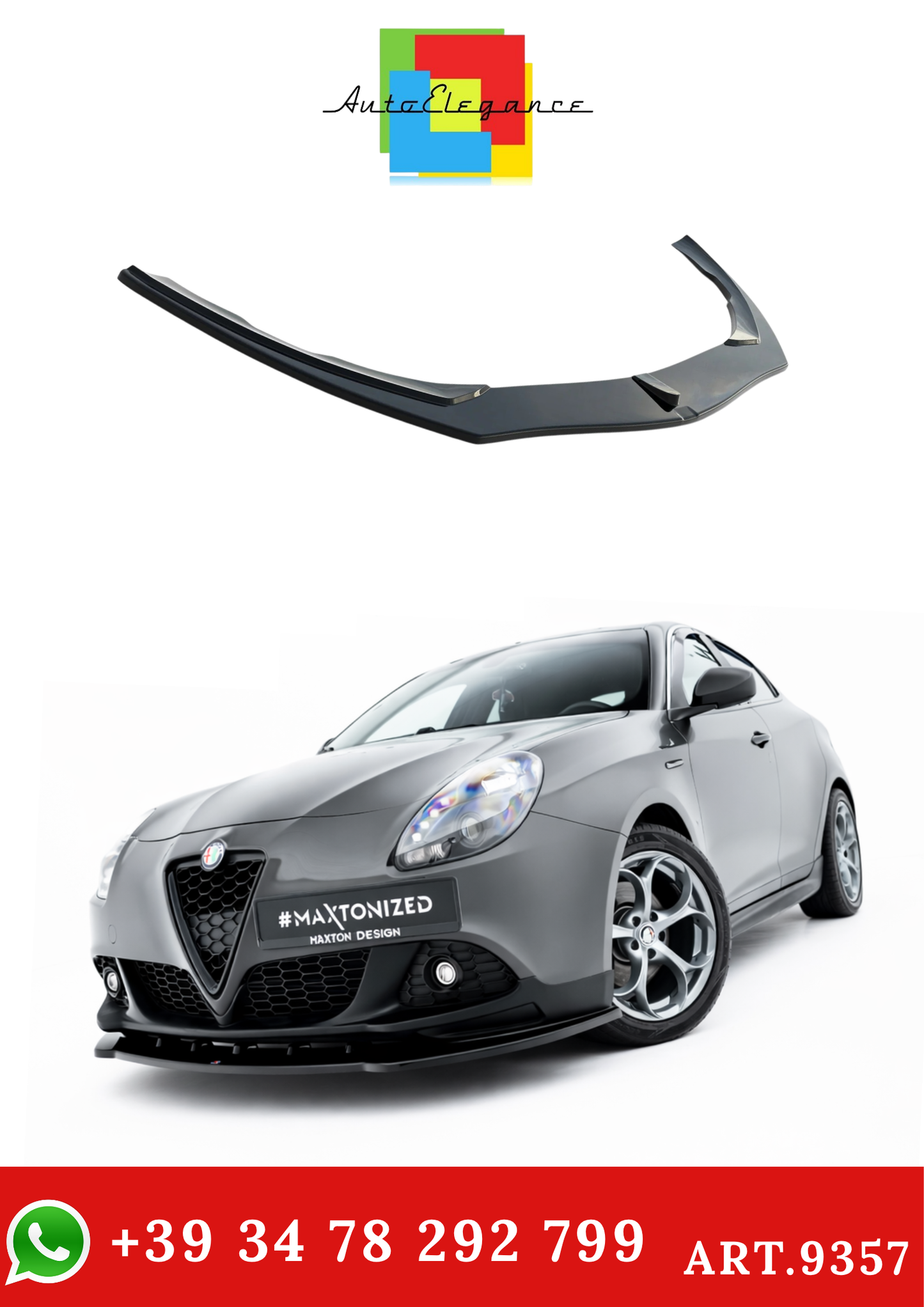 💫ART.9357 Splitter  Anteriore Nero Lucido per Alfa Romeo Giulietta Zender💫