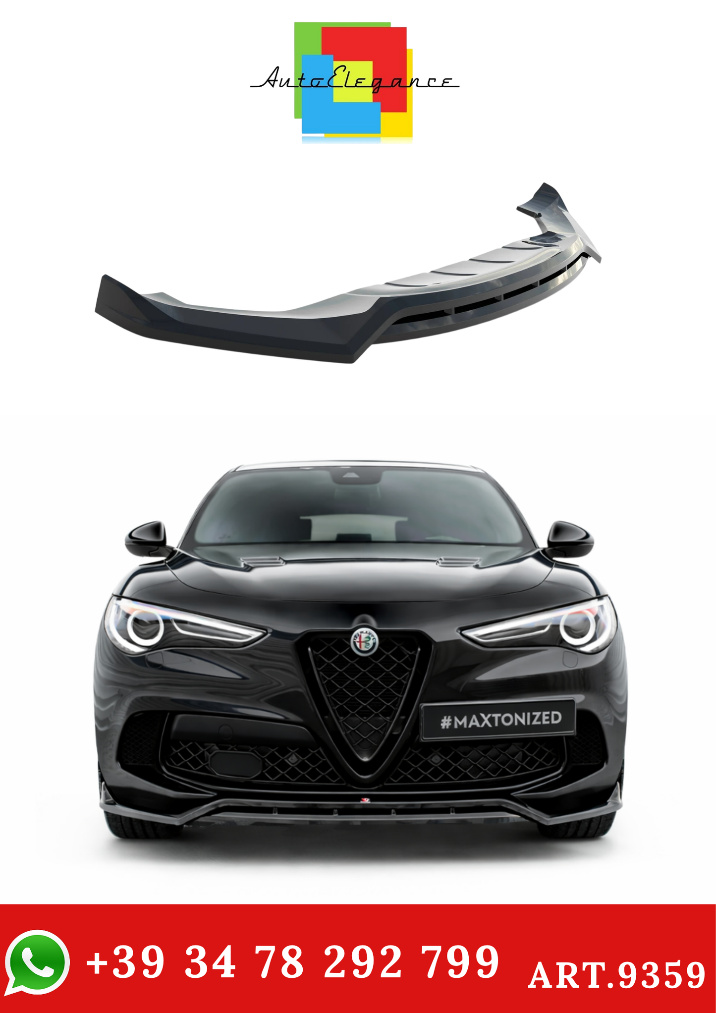 💫ART.9359 Splitter Anteriore per Alfa Romeo Stelvio Quadrifoglio Mk1 201-2022💫