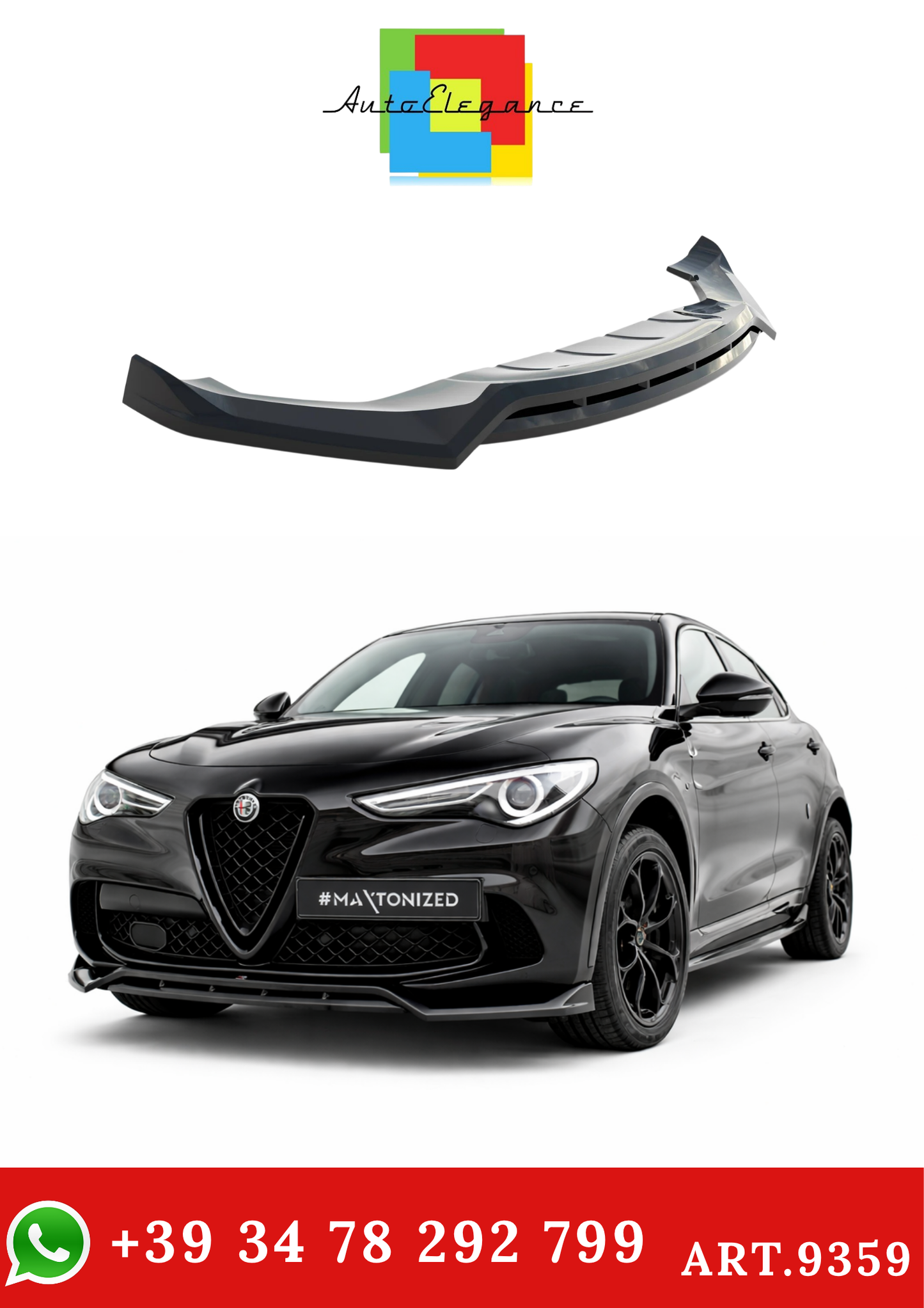 💫ART.9359 Splitter Anteriore per Alfa Romeo Stelvio Quadrifoglio Mk1 201-2022💫