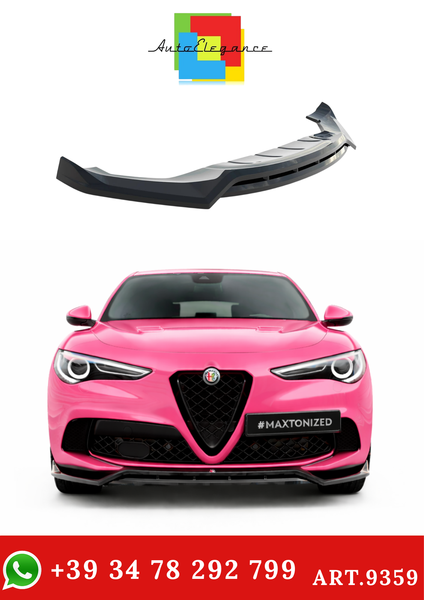 💫ART.9359 Splitter Anteriore per Alfa Romeo Stelvio Quadrifoglio Mk1 201-2022💫