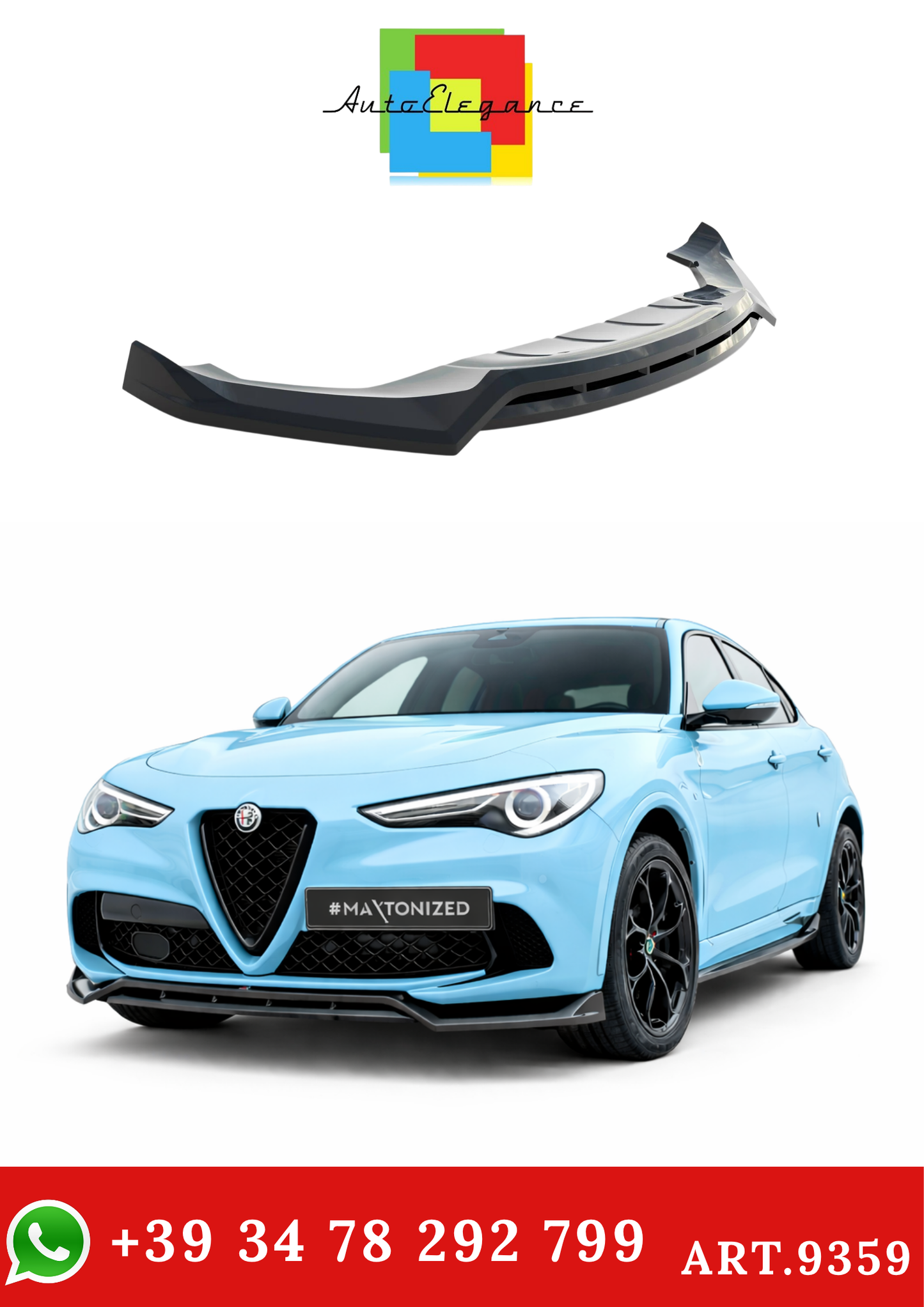 💫ART.9359 Splitter Anteriore per Alfa Romeo Stelvio Quadrifoglio Mk1 201-2022💫