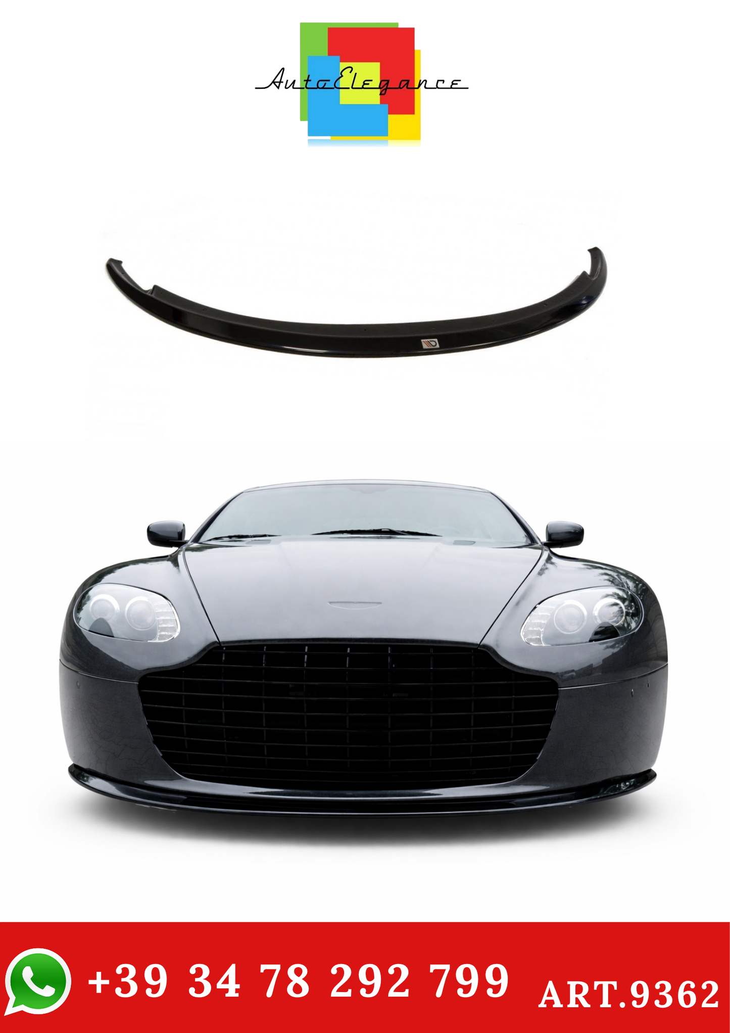 💫ART.9362 Splitter Anteriore Nero Lucido per Aston Martin V8 VANTAGE 05-17💫