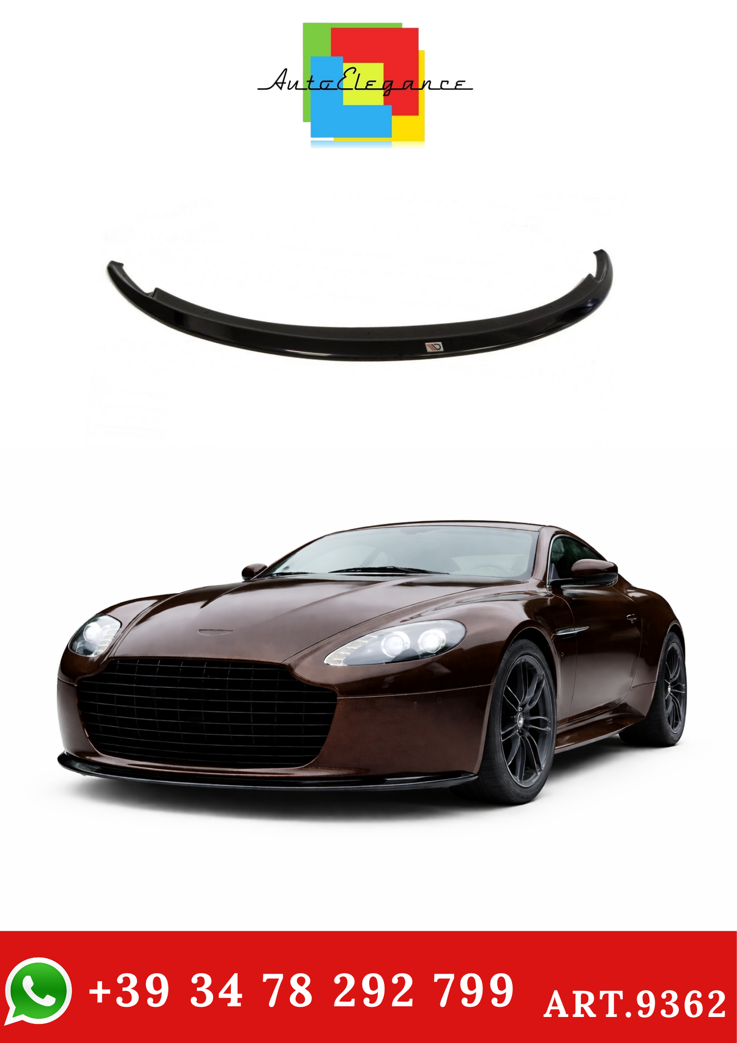 💫ART.9362 Splitter Anteriore Nero Lucido per Aston Martin V8 VANTAGE 05-17💫