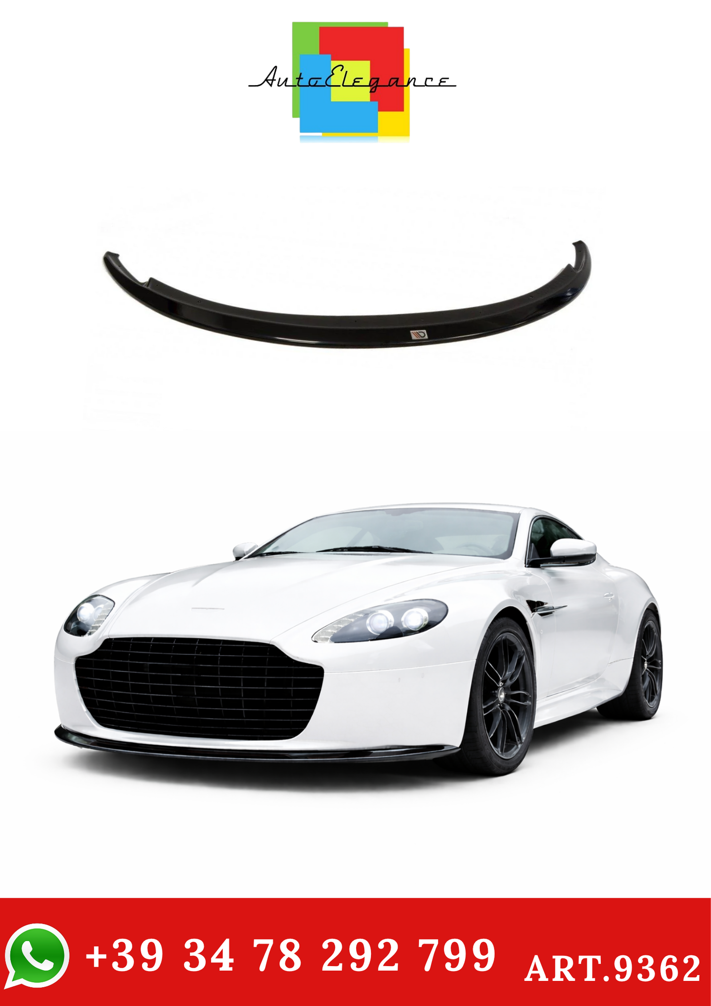 💫ART.9362 Splitter Anteriore Nero Lucido per Aston Martin V8 VANTAGE 05-17💫