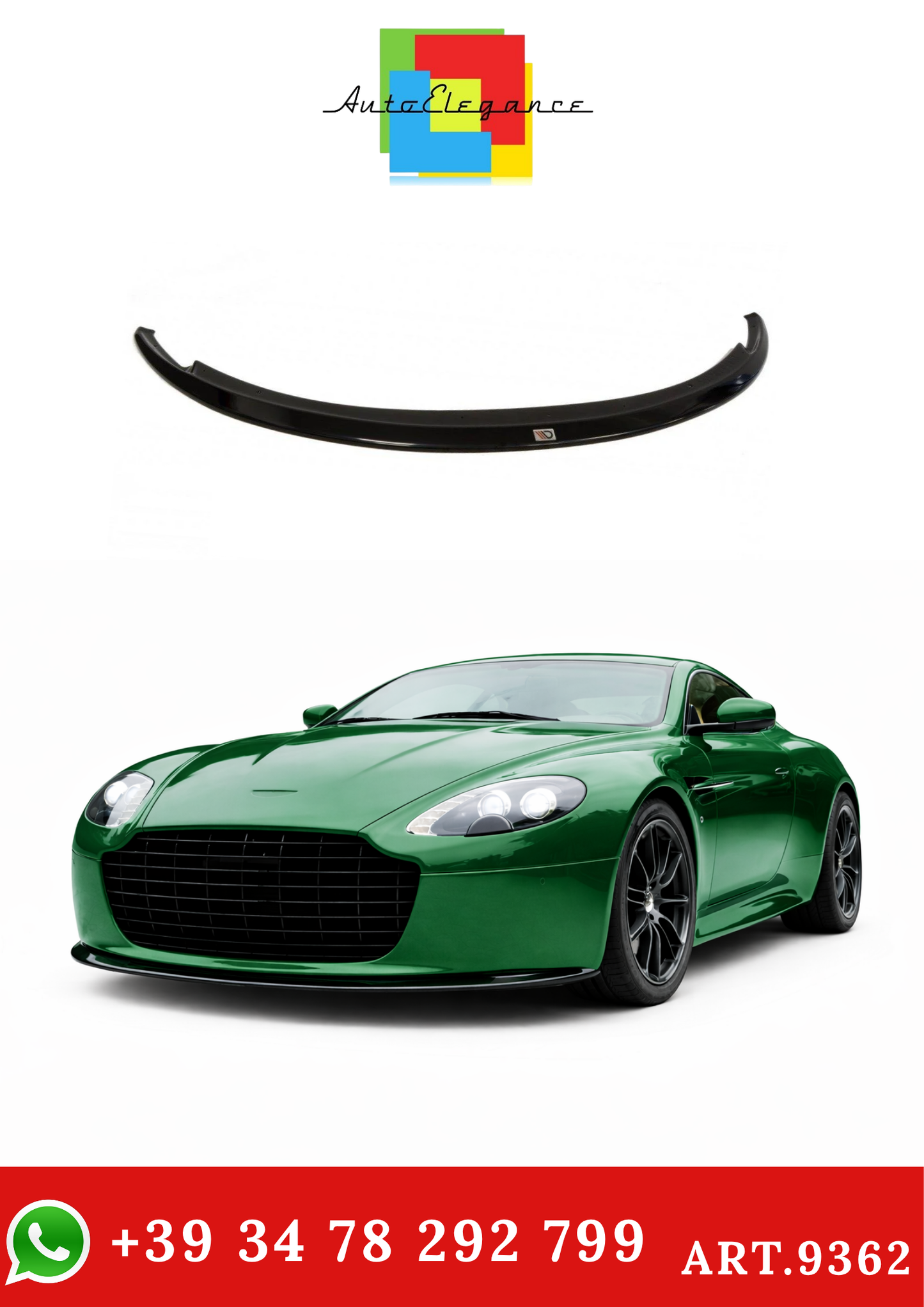 💫ART.9362 Splitter Anteriore Nero Lucido per Aston Martin V8 VANTAGE 05-17💫