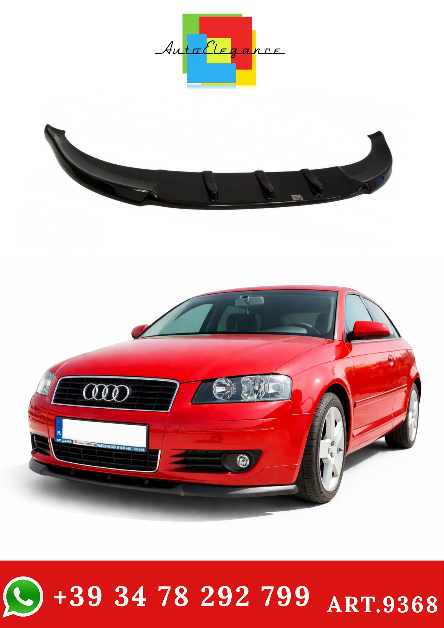 💫ART.9368 SPLITTER ANTERIORE PER AUDI A3 8P (PREFACE MODEL) 2003-2005💫