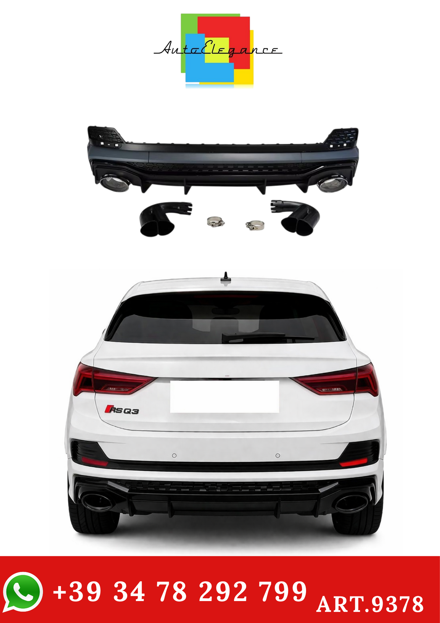 💫ART.9378 Diffusore Posteriore RSQ3 per Audi Q3 (F3) Sportback (2019-2023) S-line💫