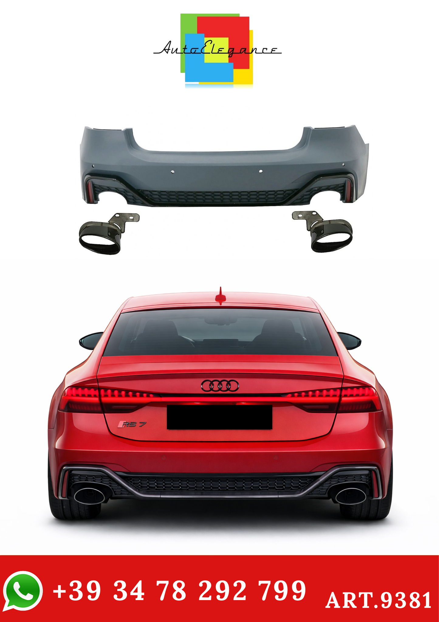 💫ART.9381 Paraurti Posteriore Stile RS7 per Audi A7 (4K) Sportback 2017+💫
