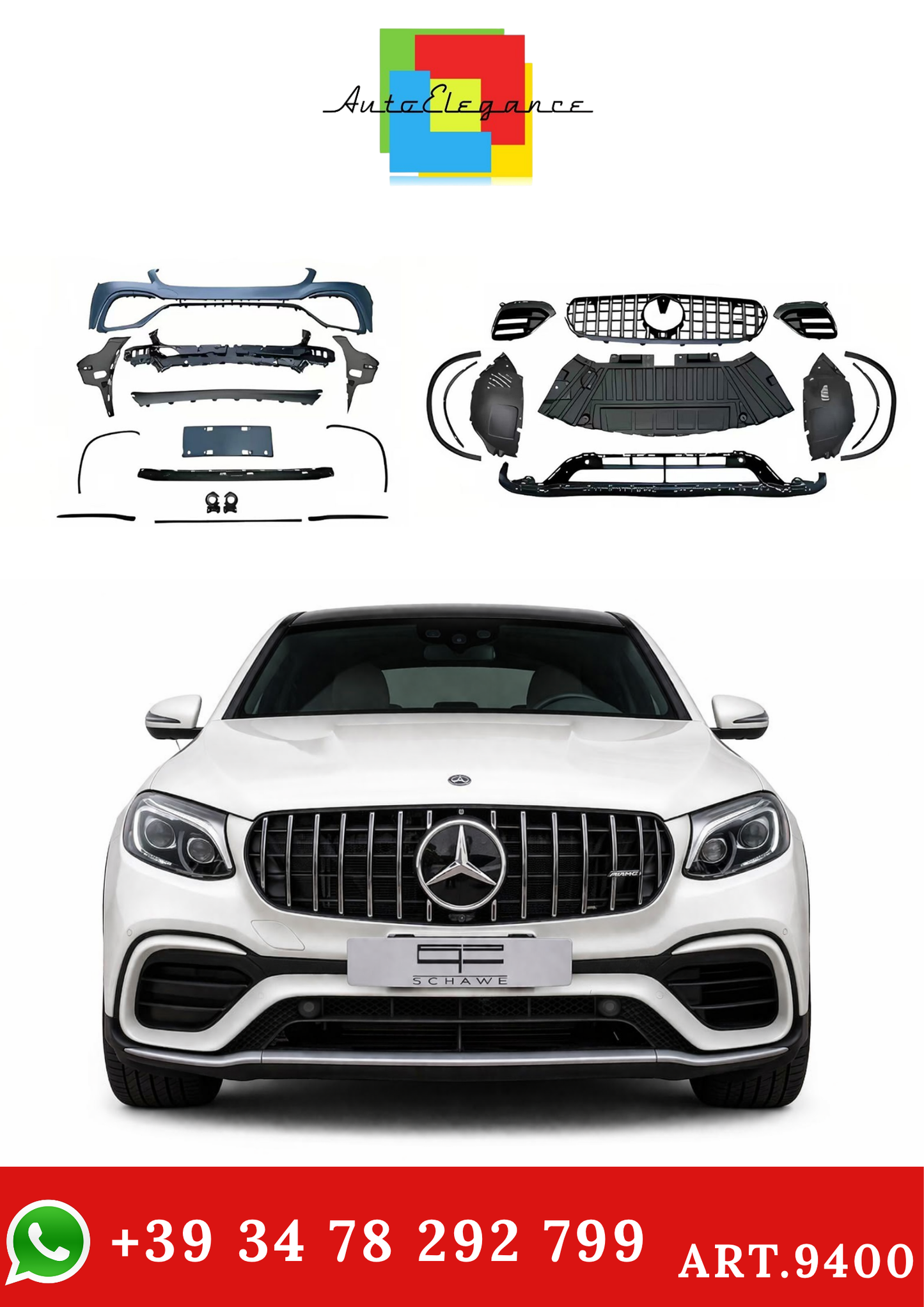💫ART.9400 Paraurti Anteriore Stile GLC63 AMG per GLC X253 C253 (2015-2019)💫