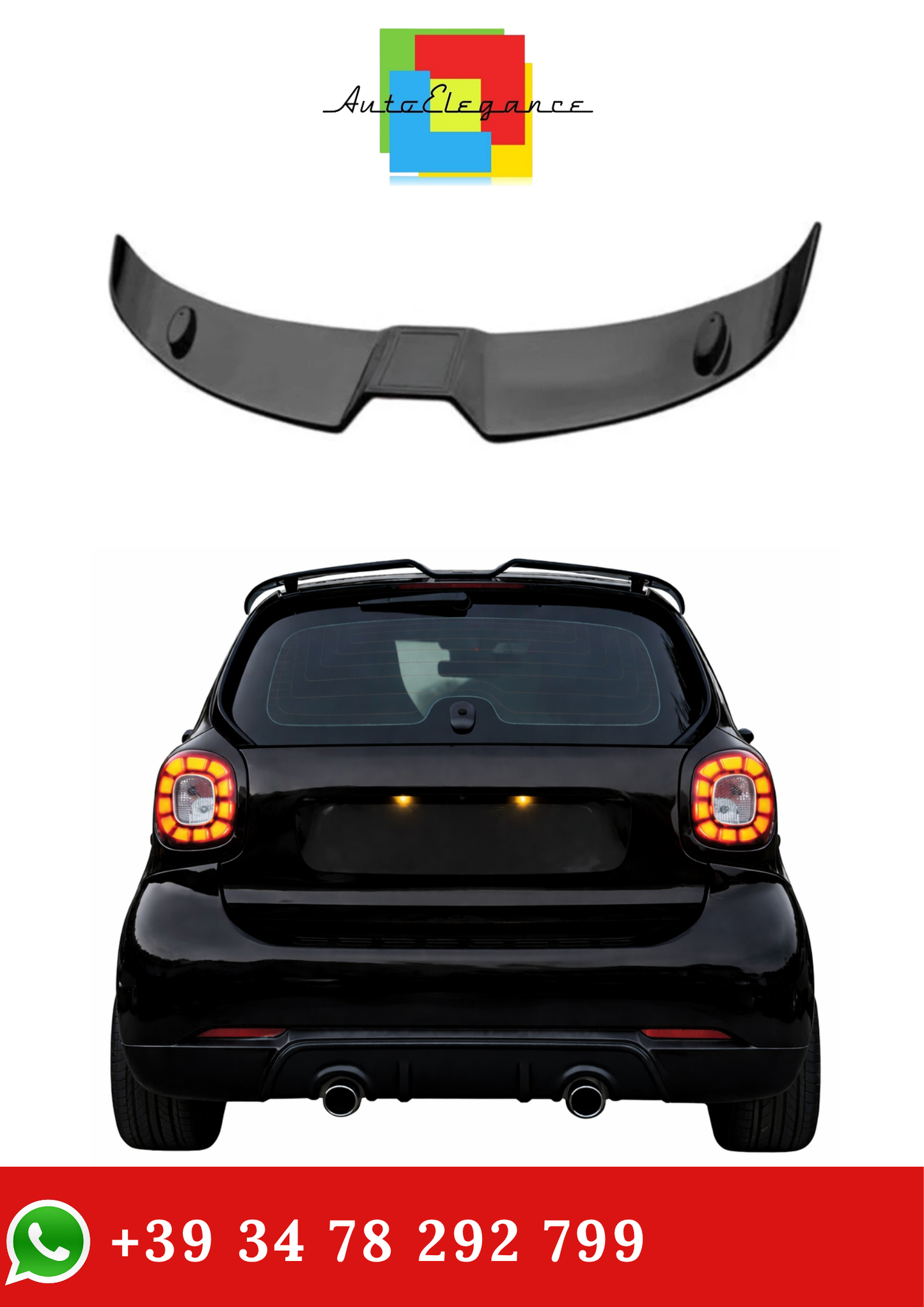 💫Spoiler Tetto in ABS per Smart Fortwo Fourfour 453💫