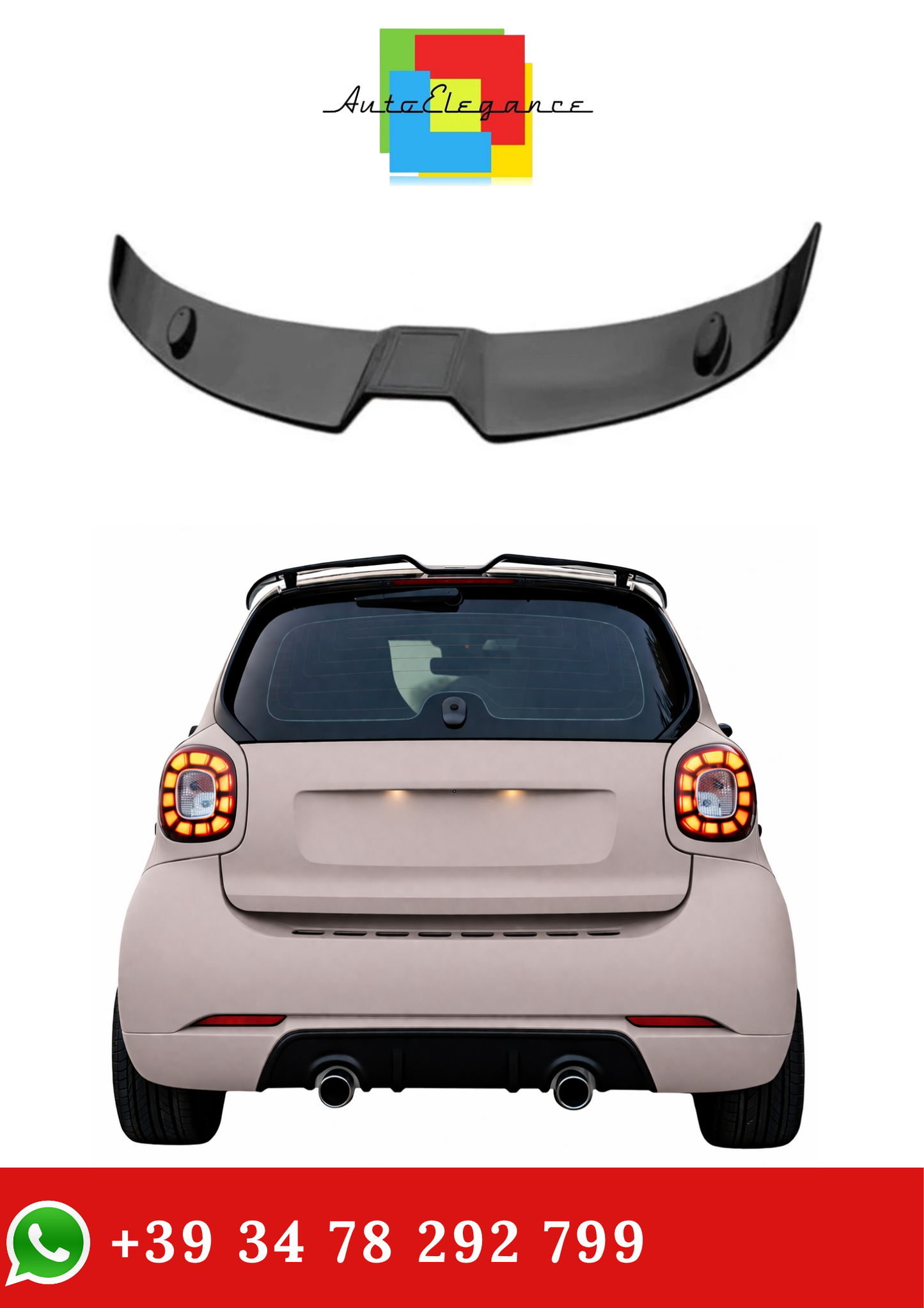 💫Spoiler Tetto in ABS per Smart Fortwo Fourfour 453💫