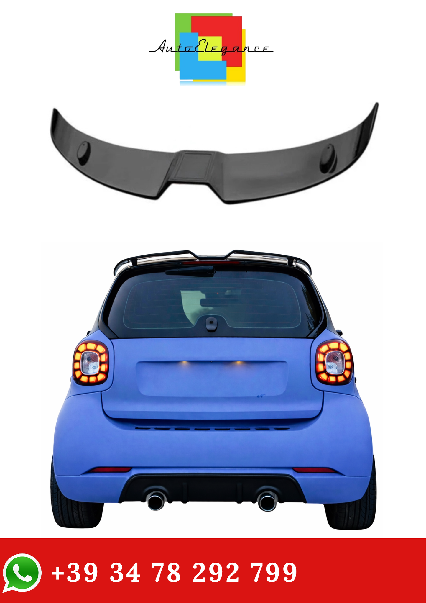 💫Spoiler Tetto in ABS per Smart Fortwo Fourfour 453💫