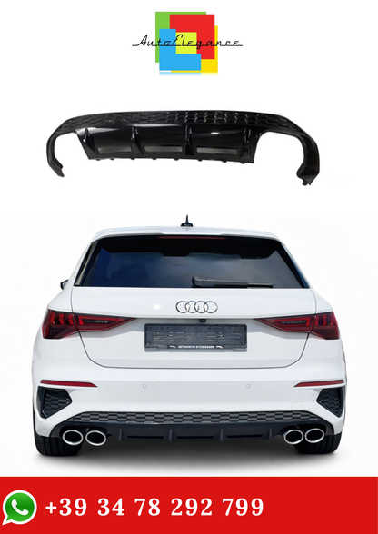 💫Diffusore posteriore Nero Lucido per Audi S3 e A3 S-Line 8Y Sportback 2020-2023💫