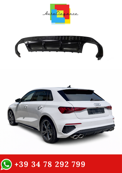 💫Diffusore posteriore Nero Lucido per Audi S3 e A3 S-Line 8Y Sportback 2020-2023💫