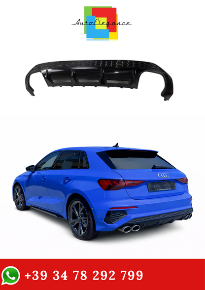 💫Diffusore posteriore Nero Lucido per Audi S3 e A3 S-Line 8Y Sportback 2020-2023💫