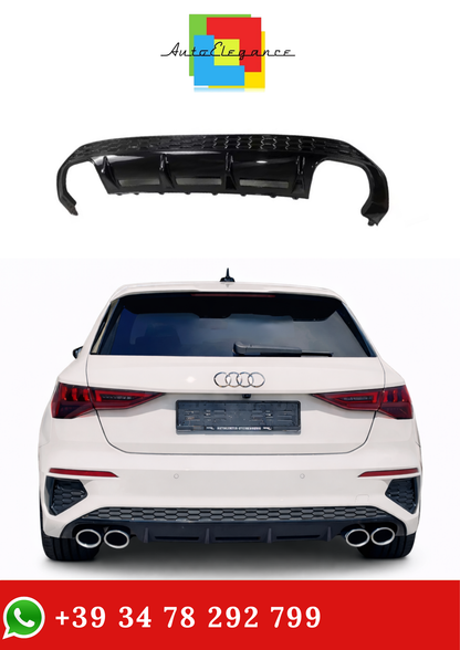 💫Diffusore posteriore Nero Lucido per Audi S3 e A3 S-Line 8Y Sportback 2020-2023💫