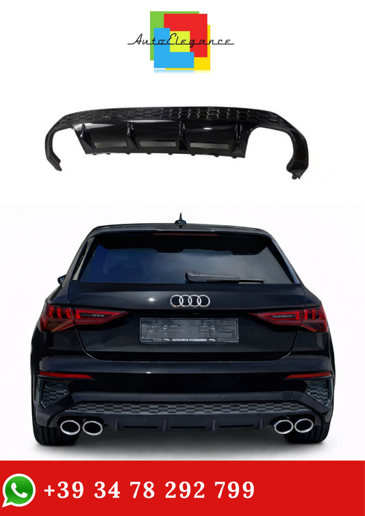 💫Diffusore posteriore Nero Lucido per Audi S3 e A3 S-Line 8Y Sportback 2020-2023💫