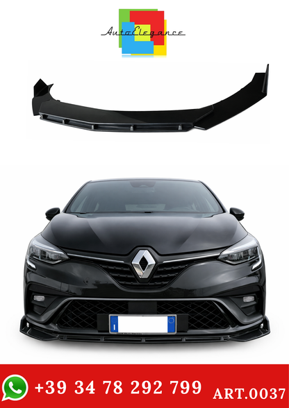 💫ART.0037 SPLITTER ANTERIORE IN ABS PER RENAULT CLIO 5 NERO LUCIDO💫