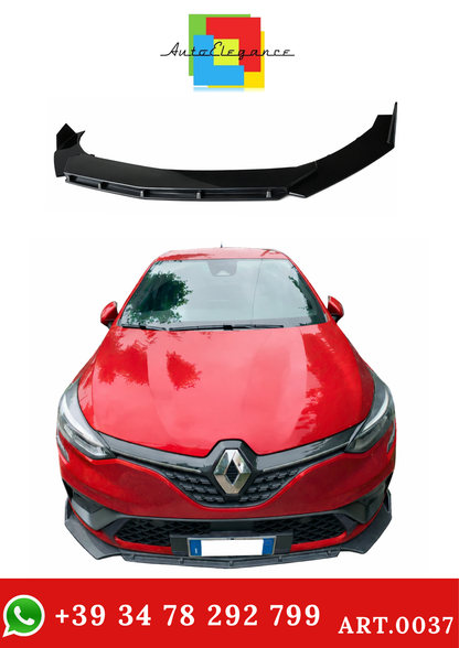 💫ART.0037 SPLITTER ANTERIORE IN ABS PER RENAULT CLIO 5 NERO LUCIDO💫