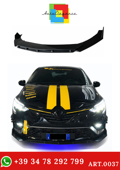 💫ART.0037 SPLITTER ANTERIORE IN ABS PER RENAULT CLIO 5 NERO LUCIDO💫