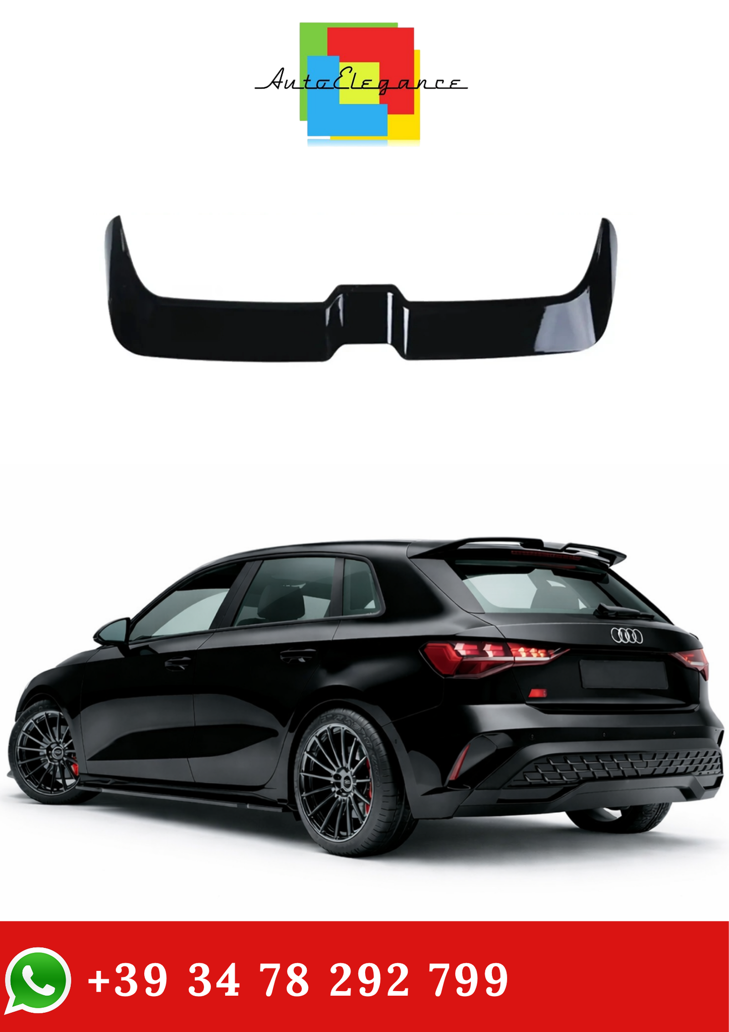 💫Spoiler Stile Oettinger per Audi A3 8Y Nero Lucido ABS 2021+💫