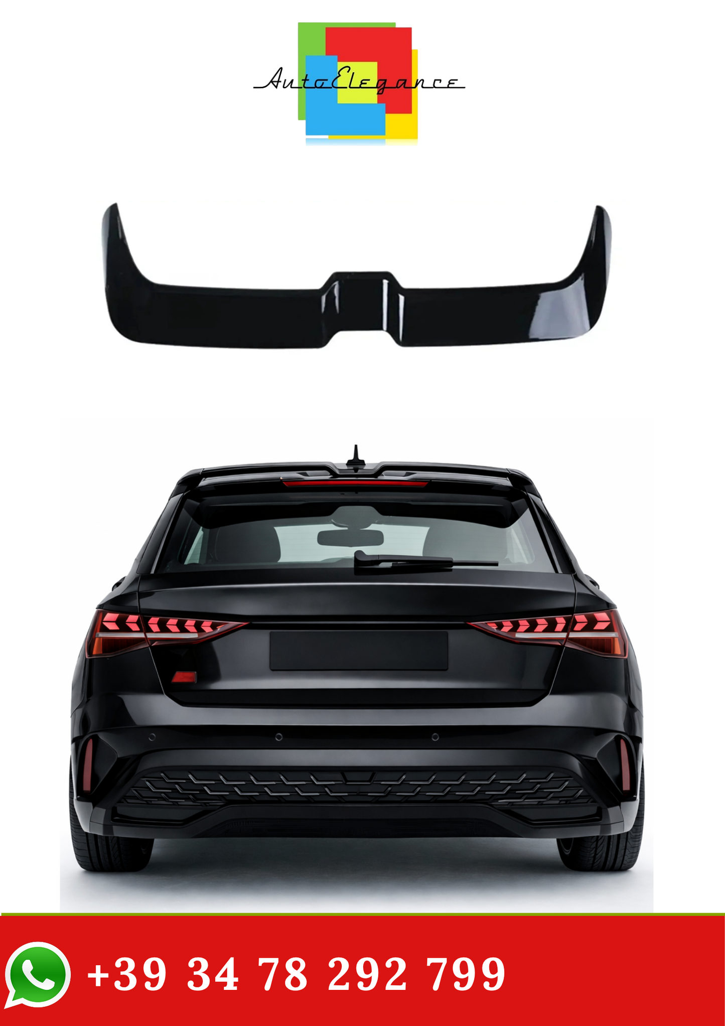 💫Spoiler Stile Oettinger per Audi A3 8Y Nero Lucido ABS 2021+💫