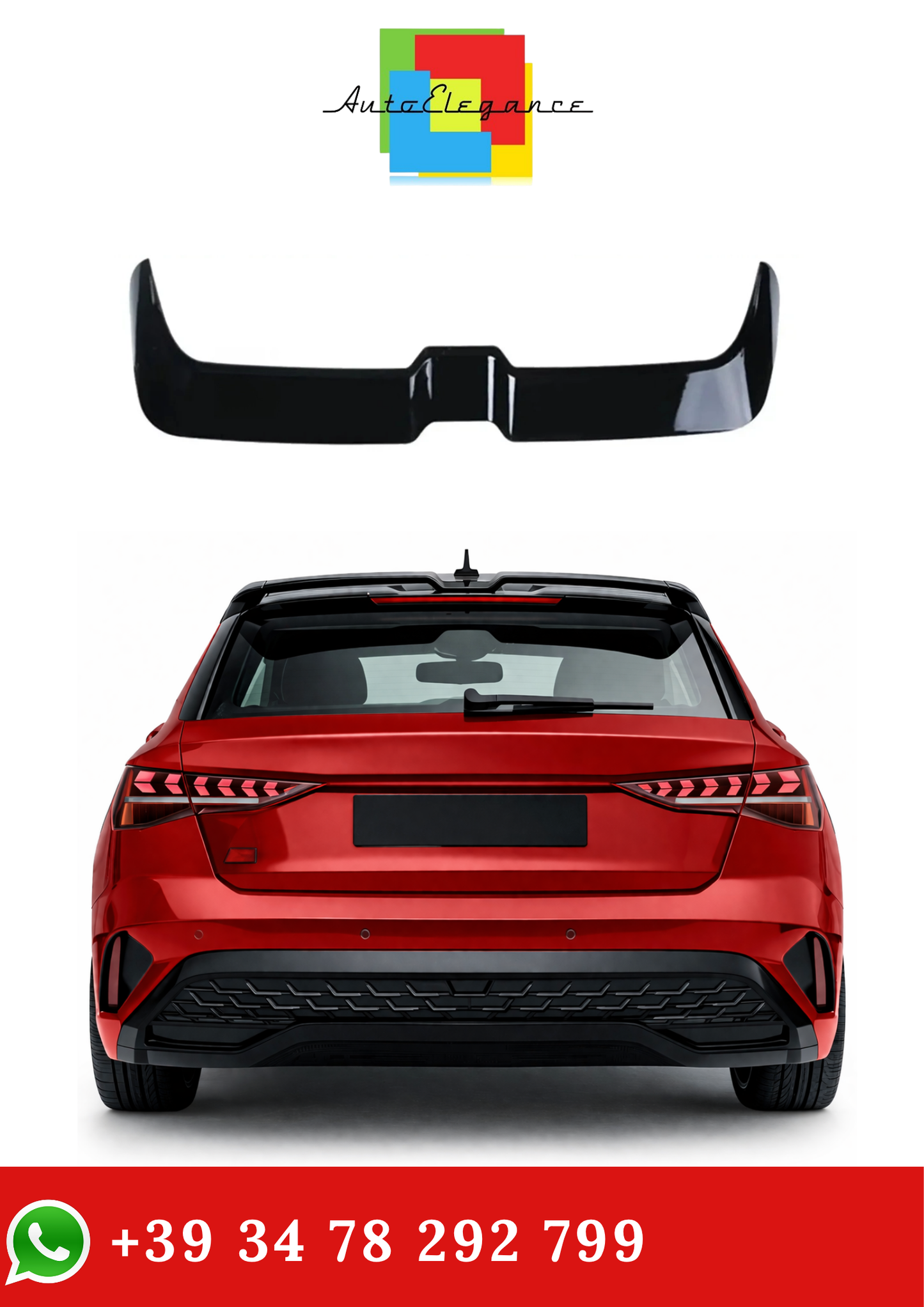 💫Spoiler Stile Oettinger per Audi A3 8Y Nero Lucido ABS 2021+💫