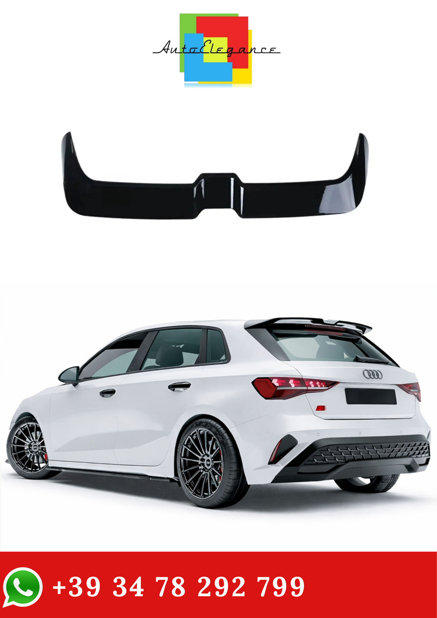 💫Spoiler Stile Oettinger per Audi A3 8Y Nero Lucido ABS 2021+💫