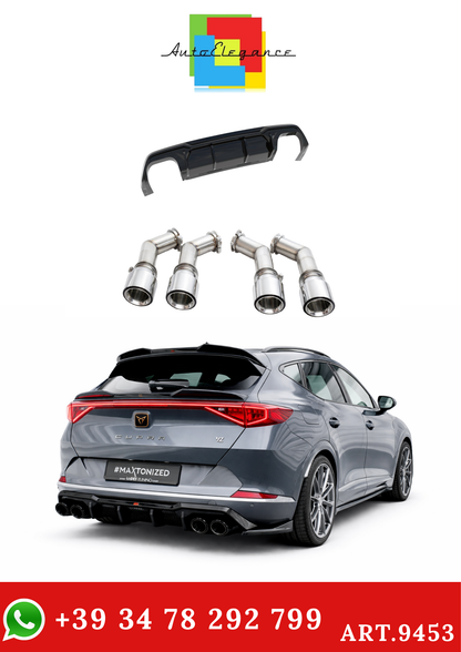 💫ART.9453 Diffusore V.3 + Terminali di Scarico Cromato per Cupra Formentor VZ Mk1💫