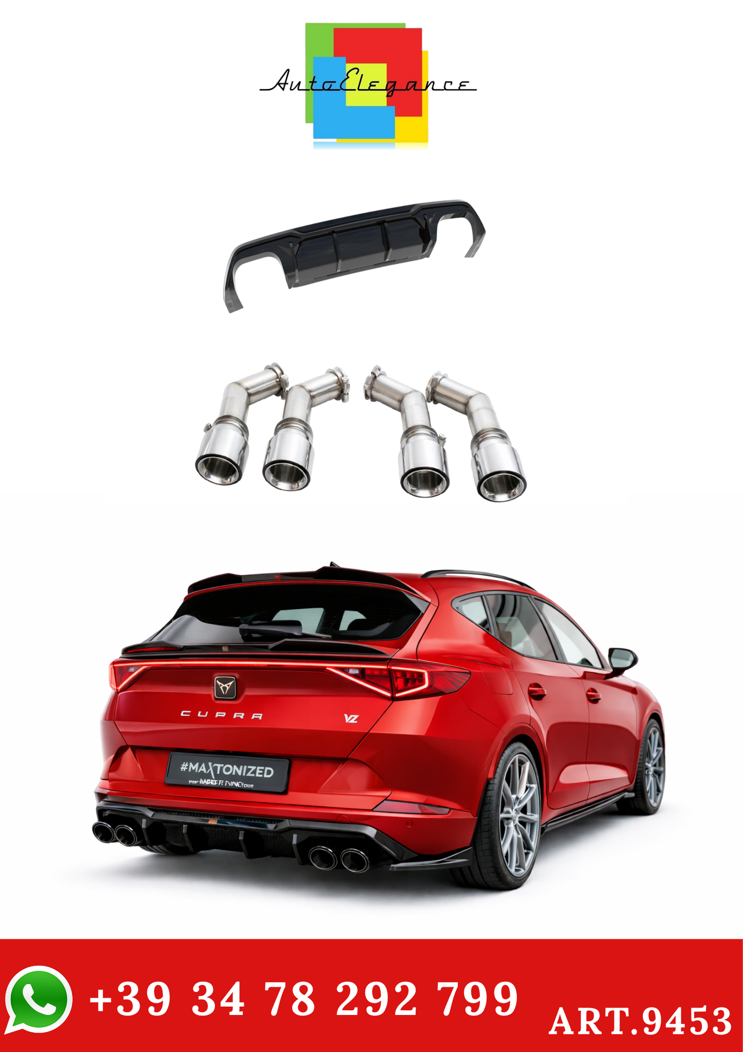 💫ART.9453 Diffusore V.3 + Terminali di Scarico Cromato per Cupra Formentor VZ Mk1💫