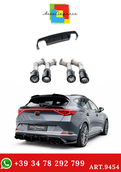 💫ART.9454 Diffusore V.3 + Terminali di Scarico Neri per Cupra Formentor VZ Mk1💫