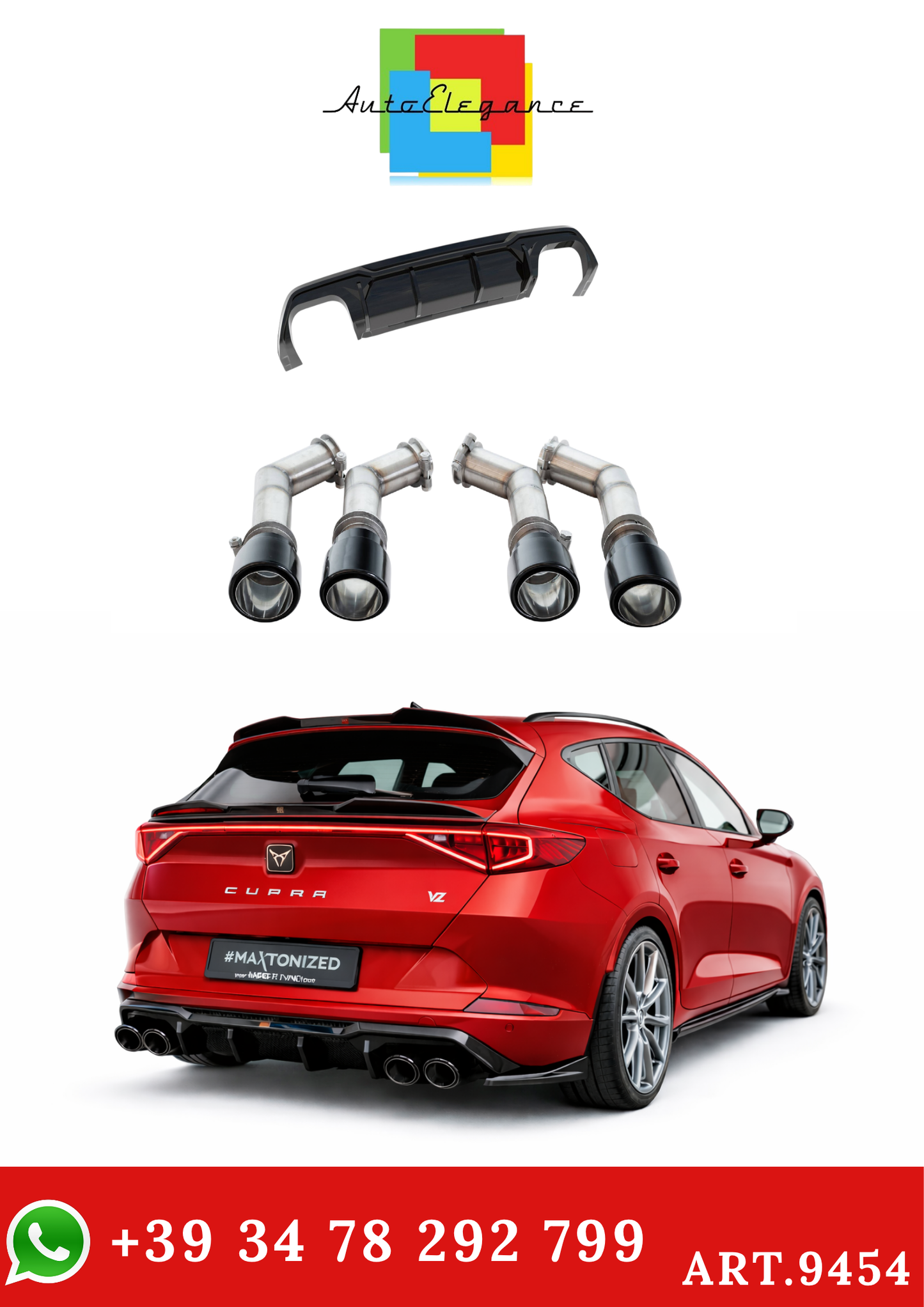 💫ART.9454 Diffusore V.3 + Terminali di Scarico Neri per Cupra Formentor VZ Mk1💫