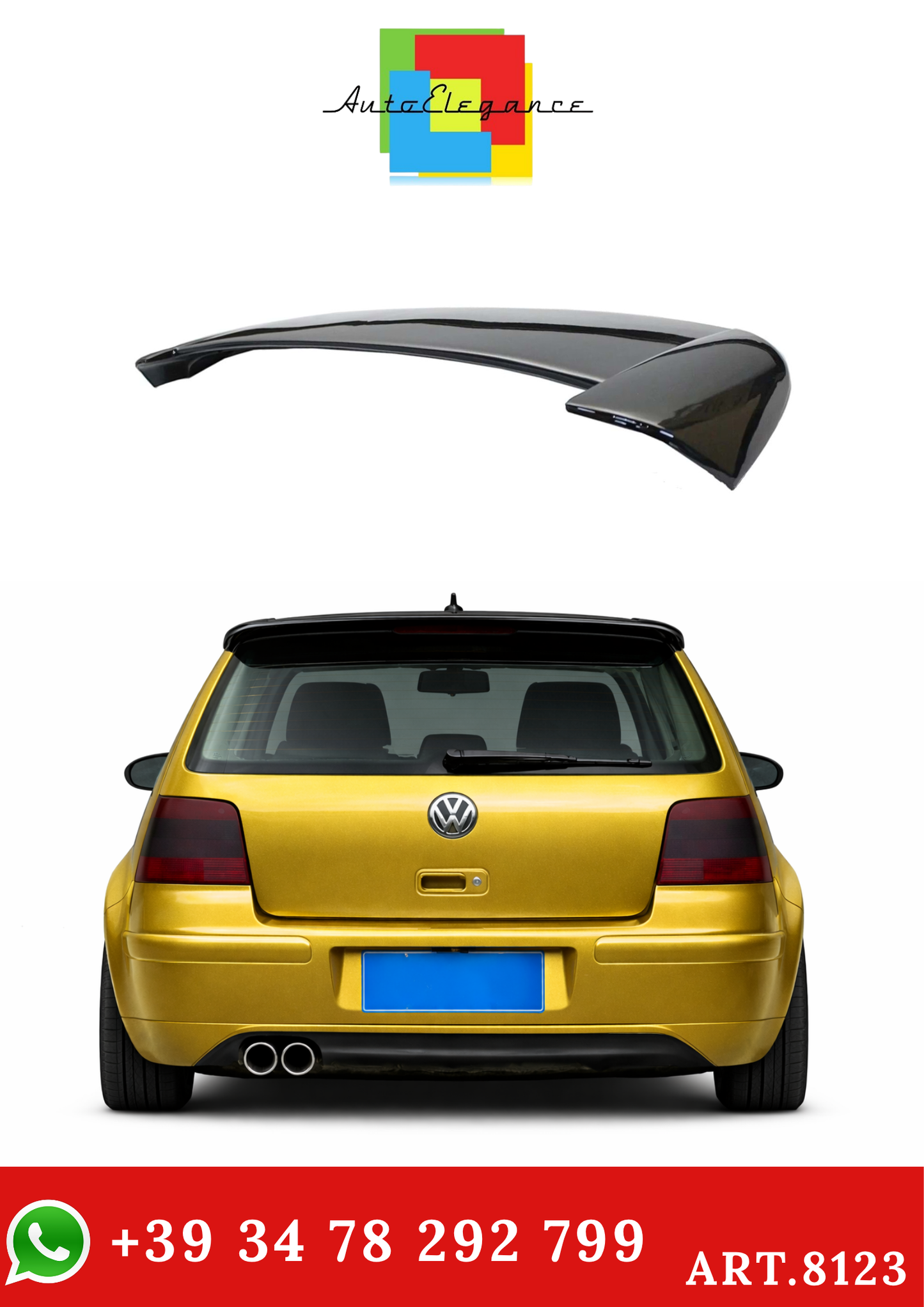 💫ART.8123 SPOILER Tetto Nero Lucido ABS Golf 4 1997-2003💫