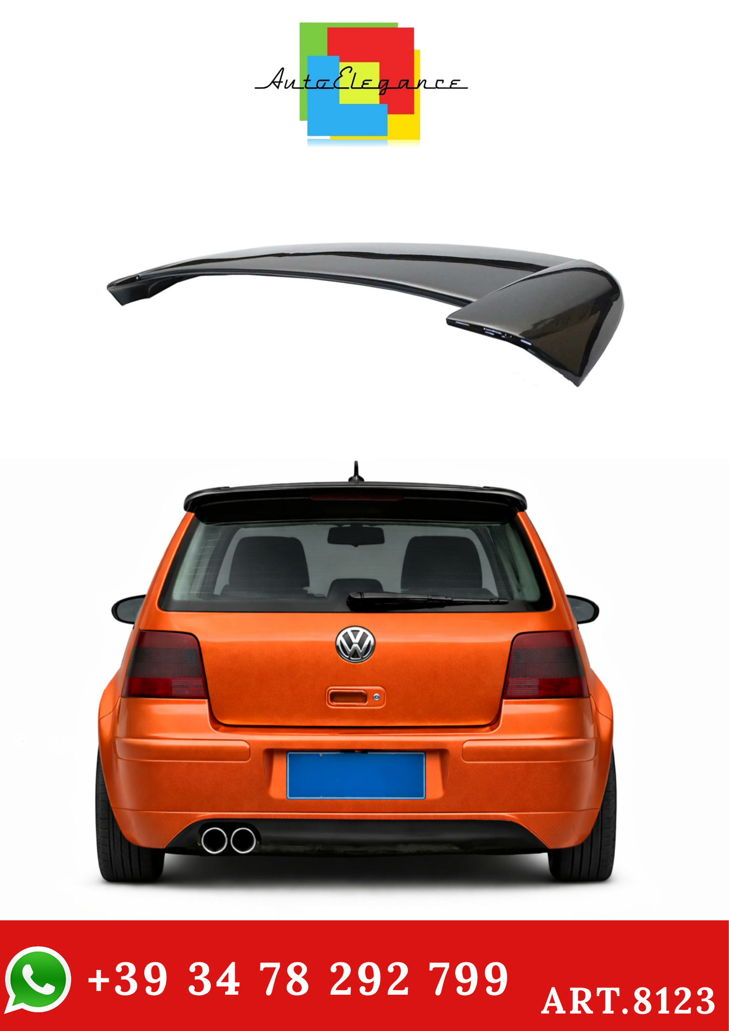 💫ART.8123 SPOILER Tetto Nero Lucido ABS Golf 4 1997-2003💫