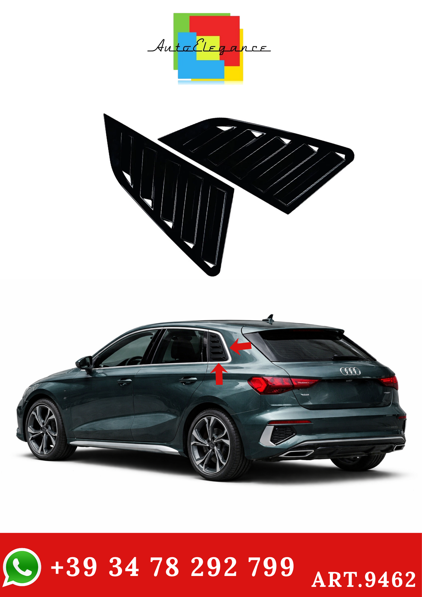 💫ART.9462 Flap Finestrini per Audi A3 S3 8Y Hatchback 2021-2024💫
