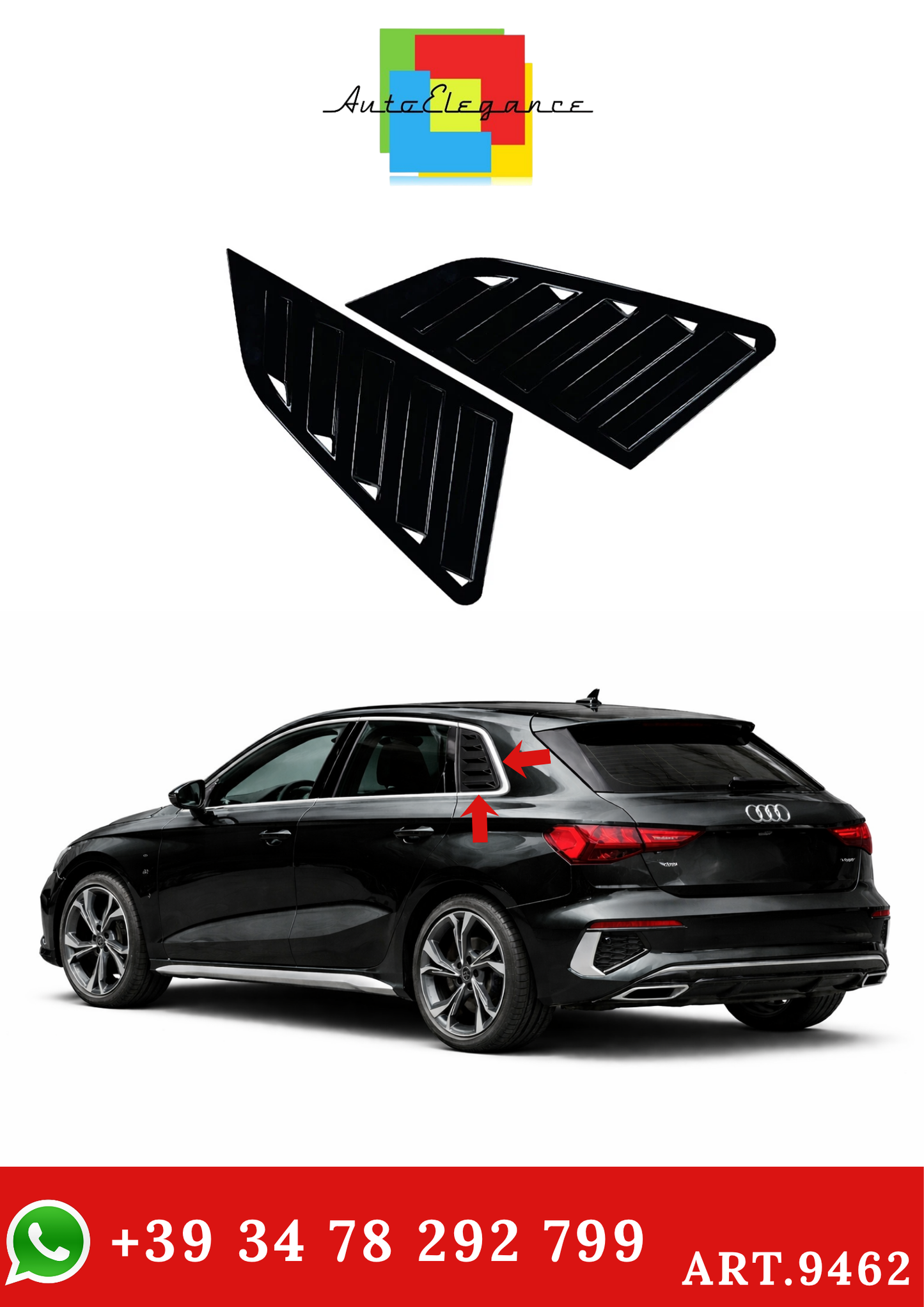 💫ART.9462 Flap Finestrini per Audi A3 S3 8Y Hatchback 2021-2024💫