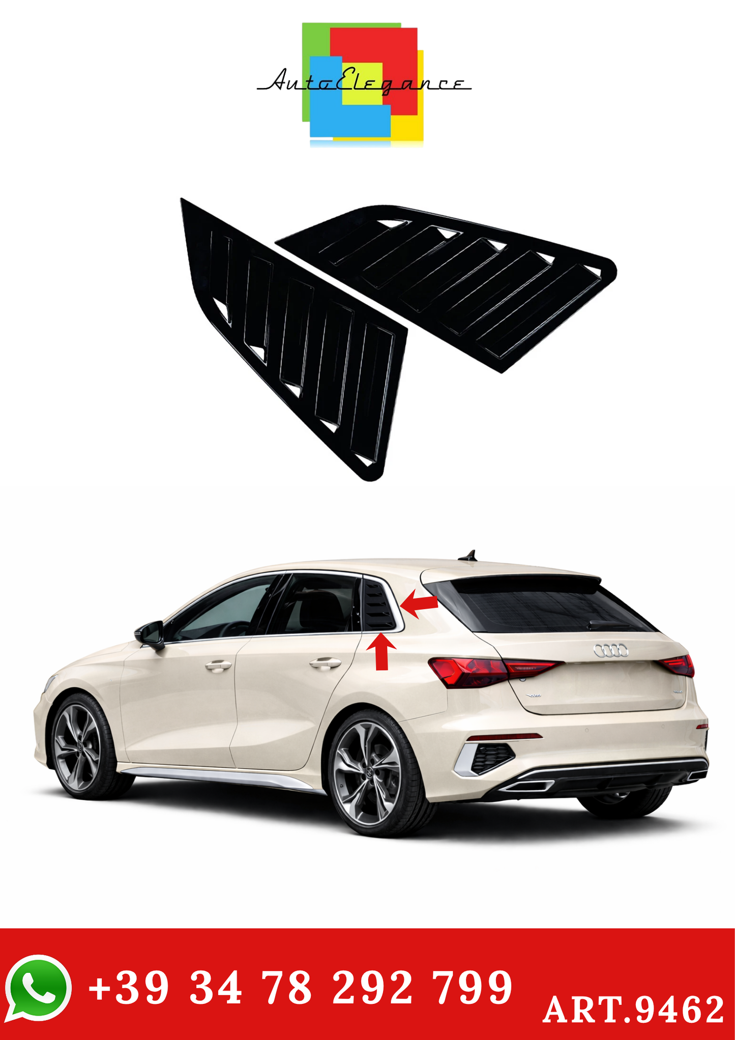 💫ART.9462 Flap Finestrini per Audi A3 S3 8Y Hatchback 2021-2024💫