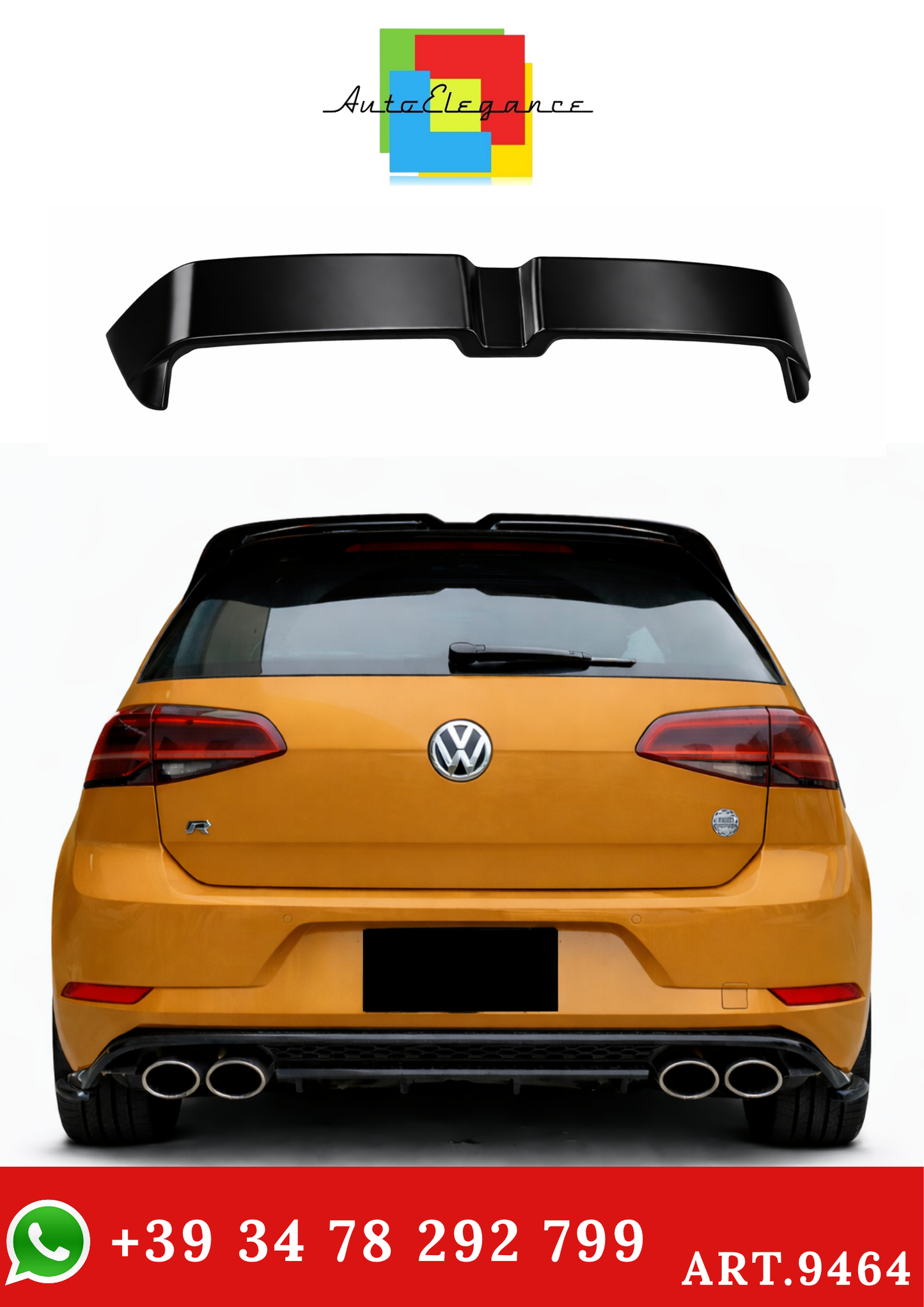 💫ART.9464 Spoiler Posteriore Oettinger per Golf 7 GTI 2012-2020 Nero Lucido💫