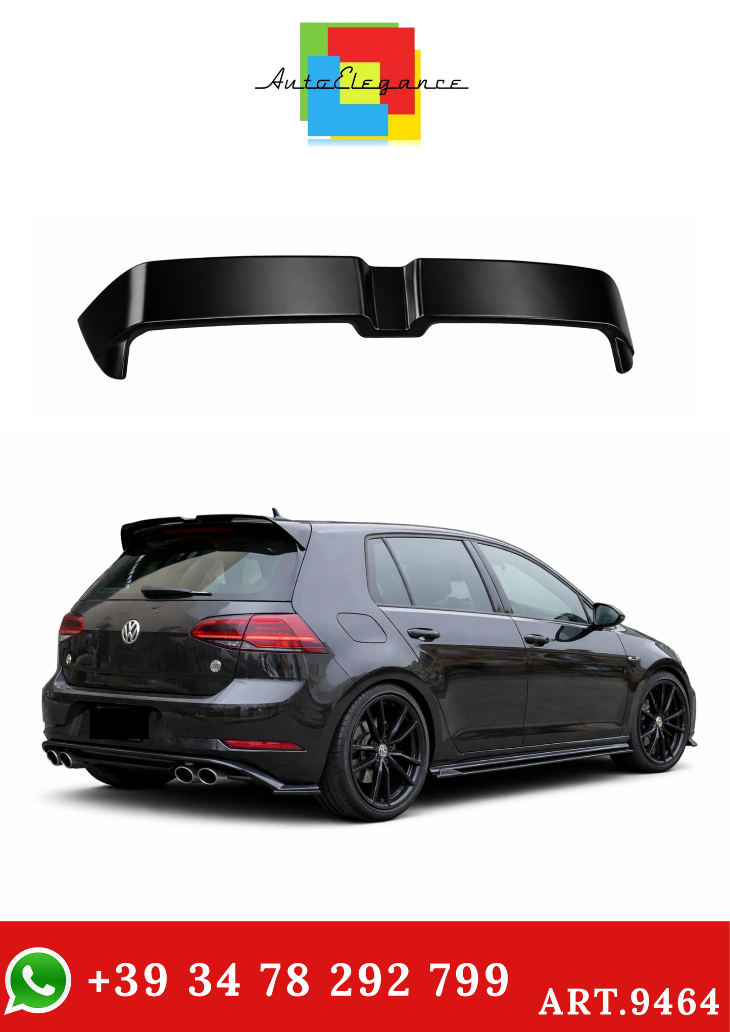 💫ART.9464 Spoiler Posteriore Oettinger per Golf 7 GTI 2012-2020 Nero Lucido💫