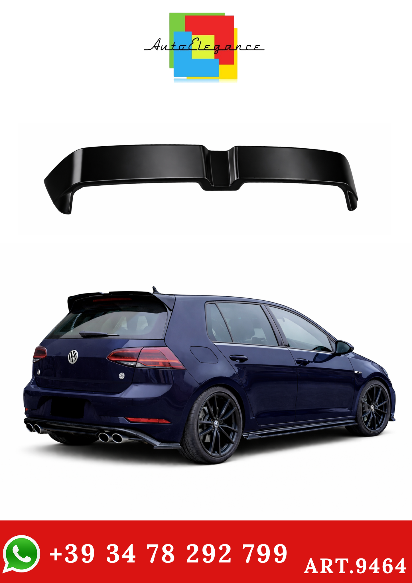💫ART.9464 Spoiler Posteriore Oettinger per Golf 7 GTI 2012-2020 Nero Lucido💫