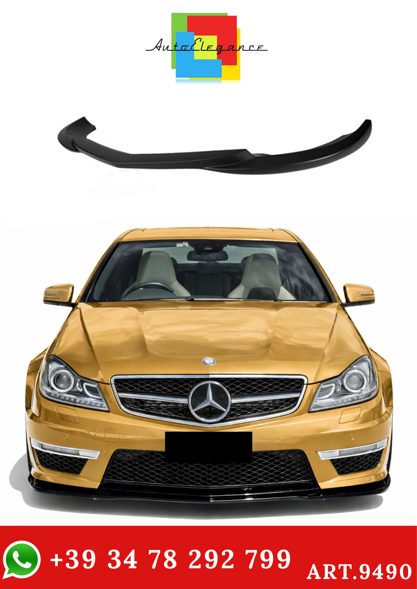 💫ART.9490 Splitter Anteriore Nero Lucido AMG per Classe C W204 2011-2014💫