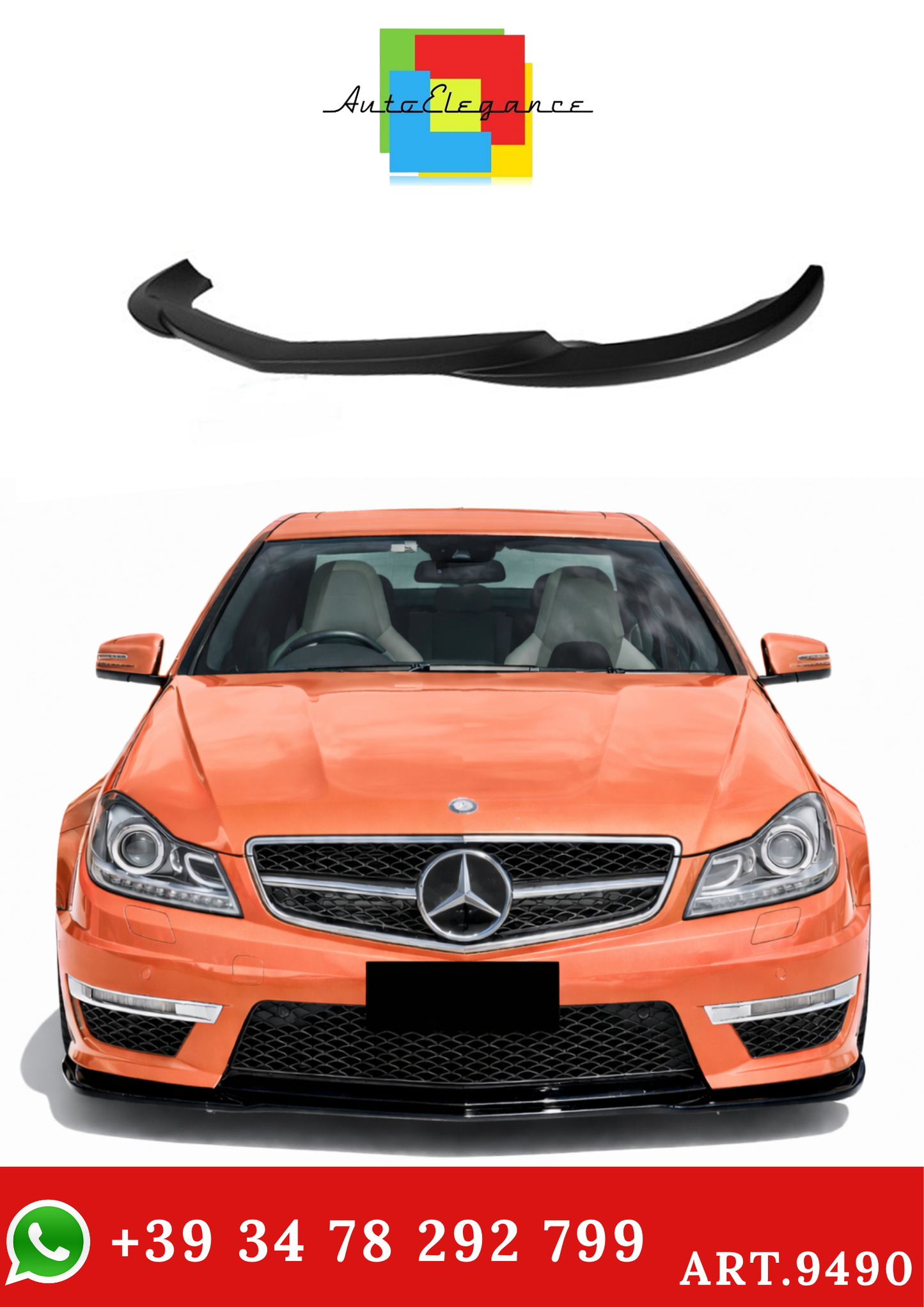 💫ART.9490 Splitter Anteriore Nero Lucido AMG per Classe C W204 2011-2014💫