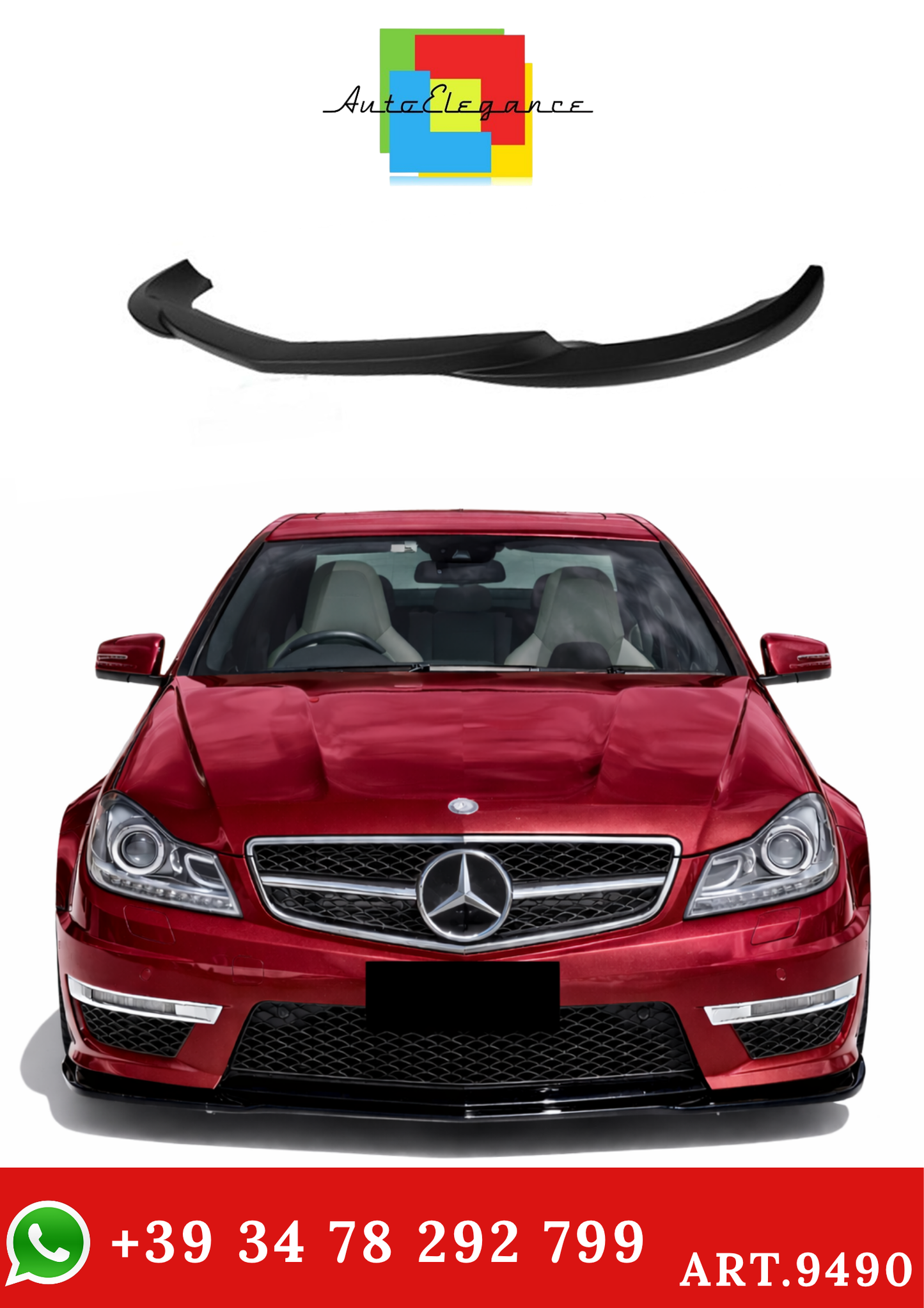 💫ART.9490 Splitter Anteriore Nero Lucido AMG per Classe C W204 2011-2014💫